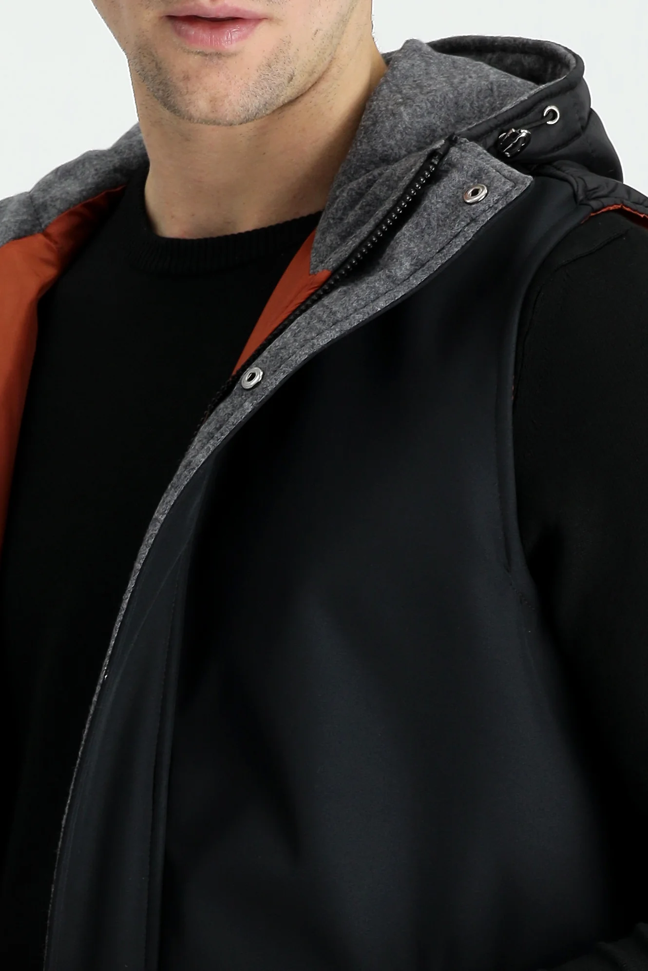 Siyah Slim Fit Dar Kesim Spor Şişme Yelek - Image 4