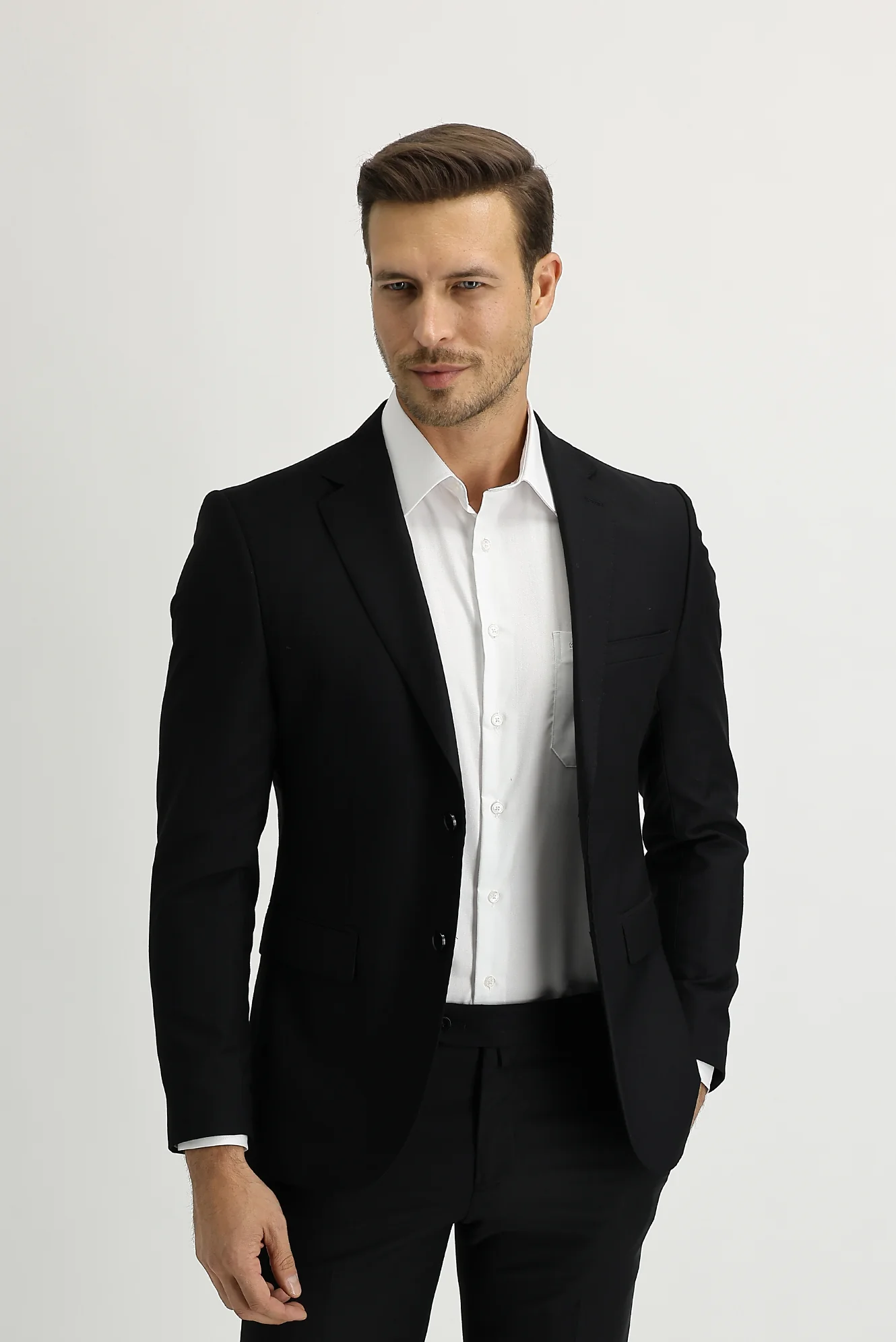 Siyah 7 Drop Slim Fit Dar Kesim Takım Elbise - Image 4