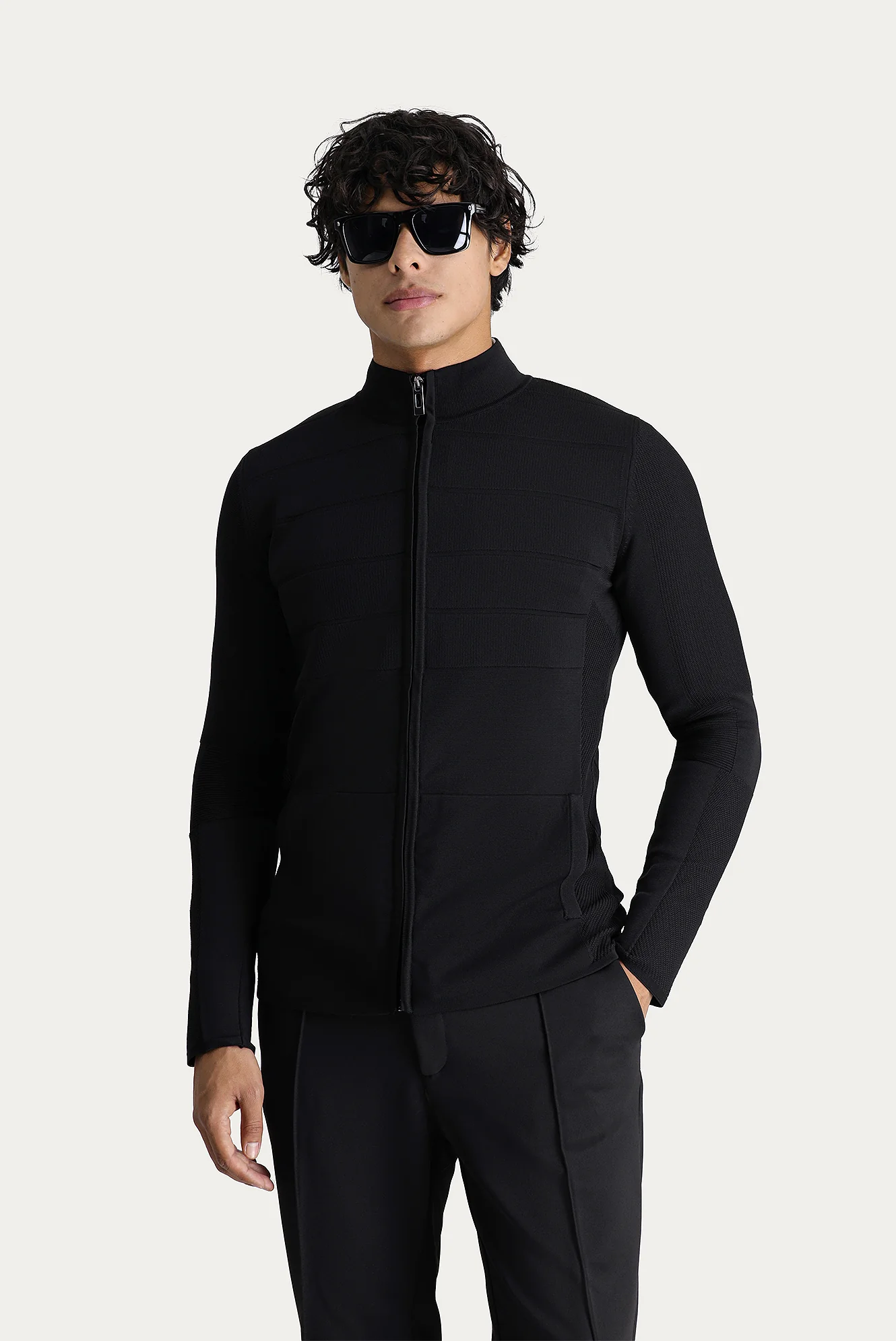 Siyah Slim Fit Dar Kesim Triko Hırka - Image 3