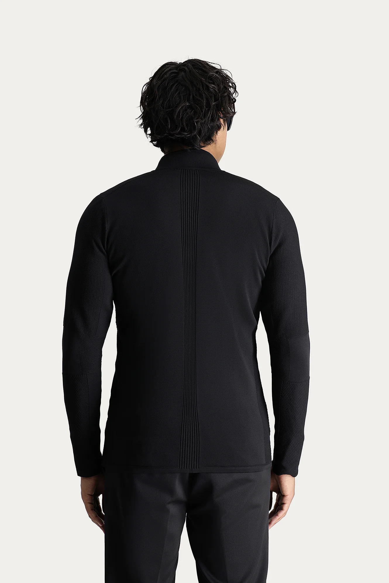 Siyah Slim Fit Dar Kesim Triko Hırka - Image 4