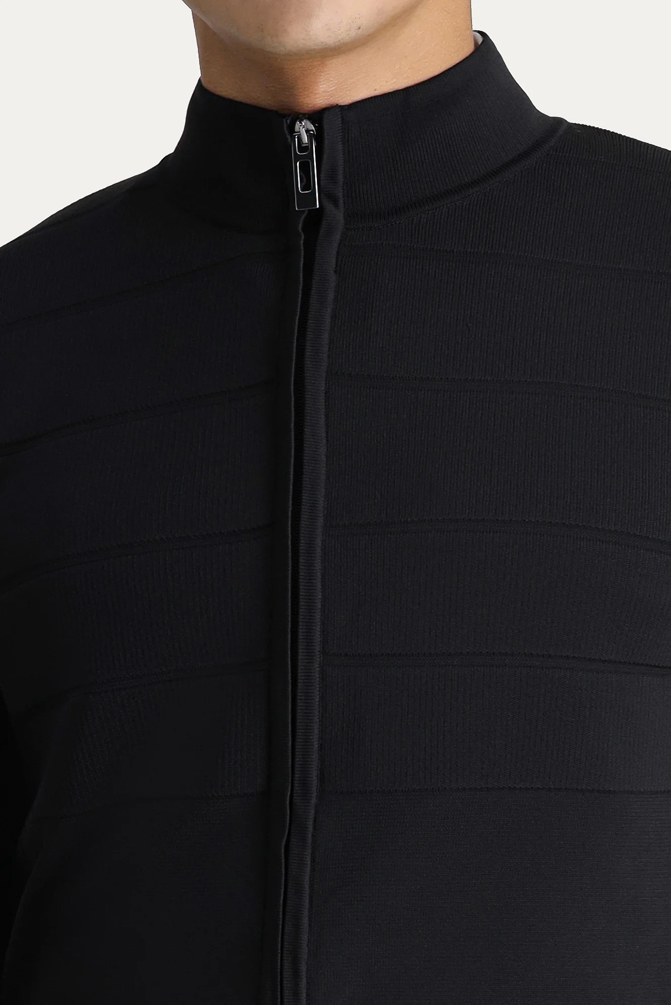Siyah Slim Fit Dar Kesim Triko Hırka - Image 5