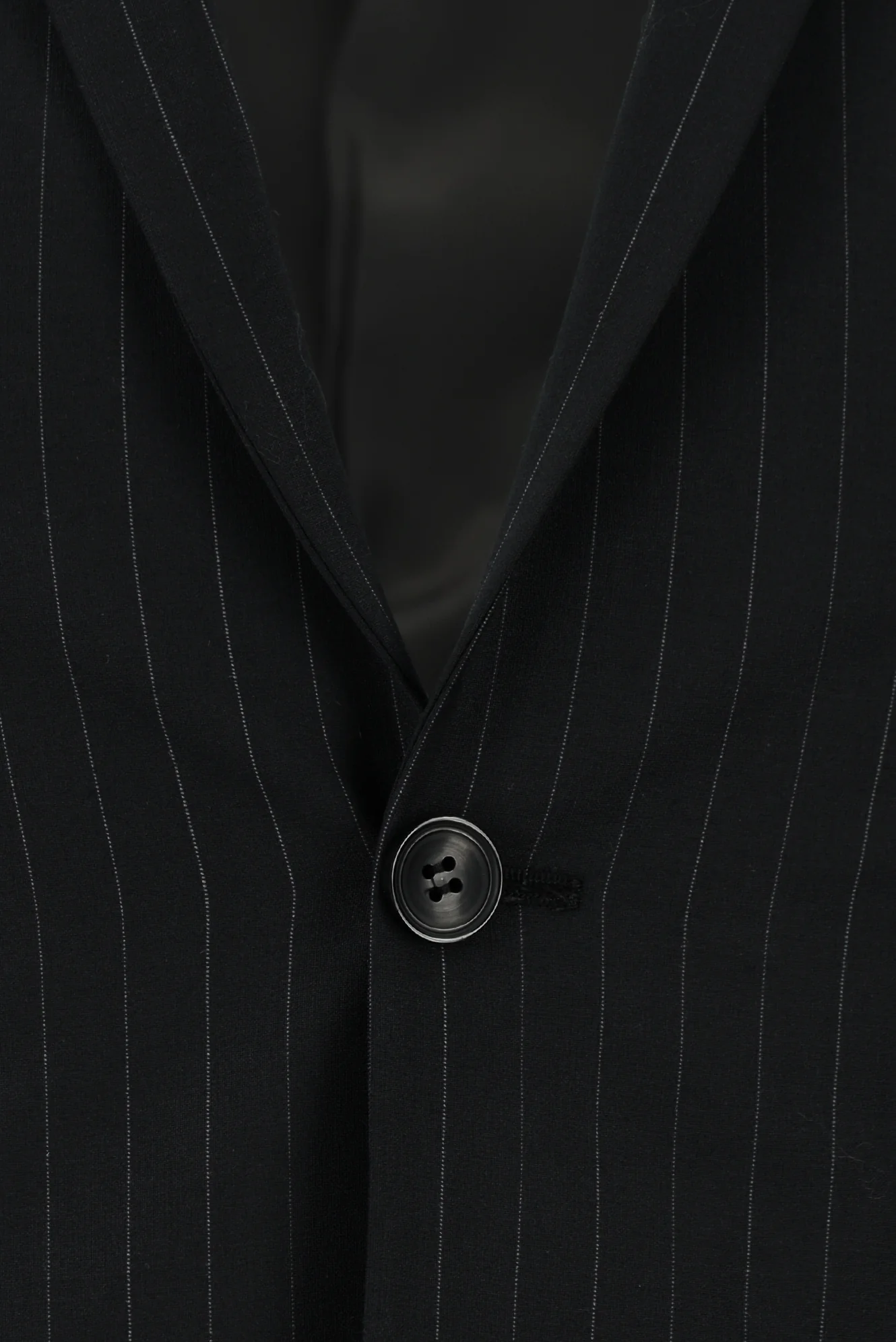Siyah 7 Drop Slim Fit Dar Kesim Yünlü Çizgili Takım Elbise - Image 4