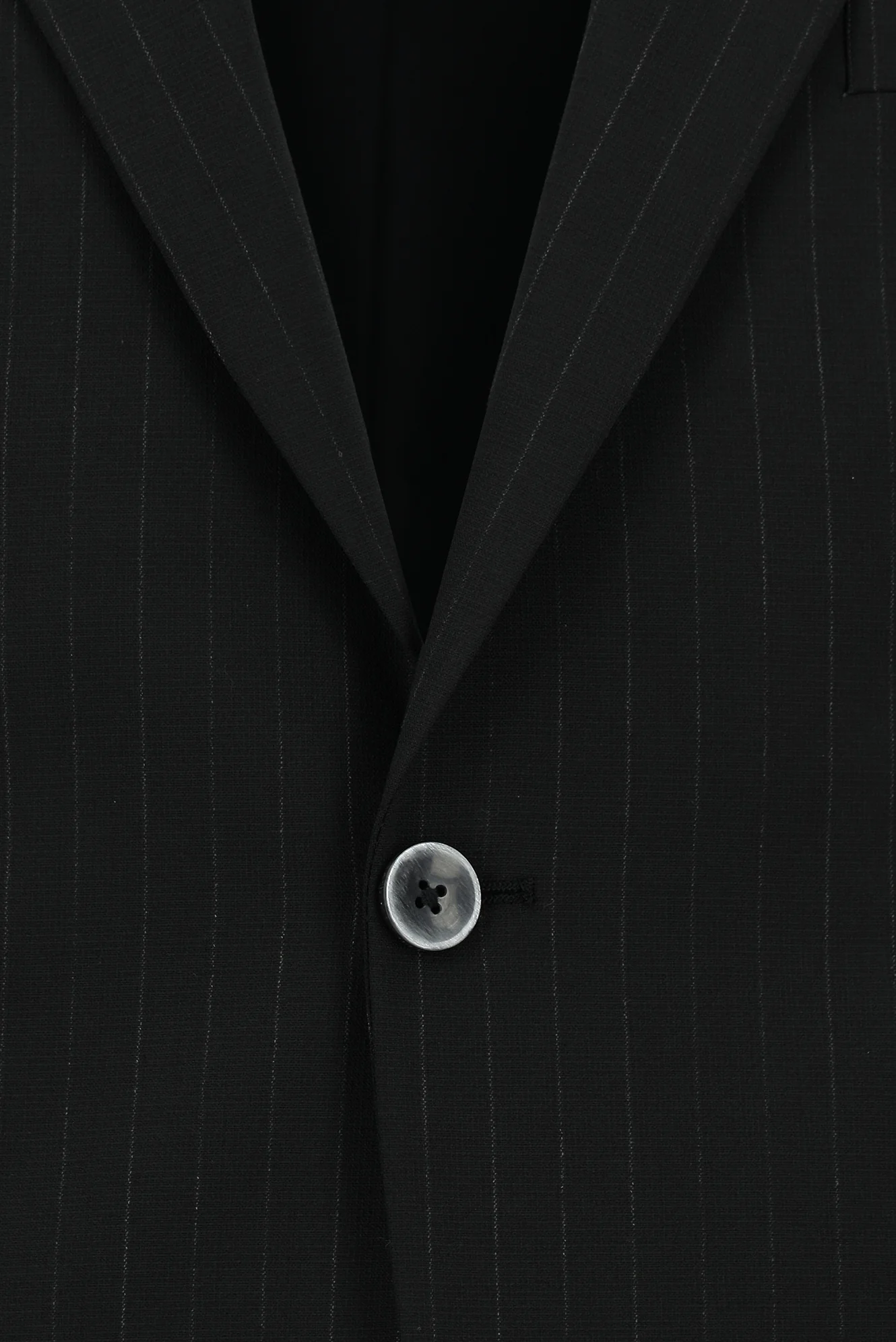 Siyah 7 Drop Slim Fit Dar Kesim Yünlü Çizgili Takım Elbise - Image 4