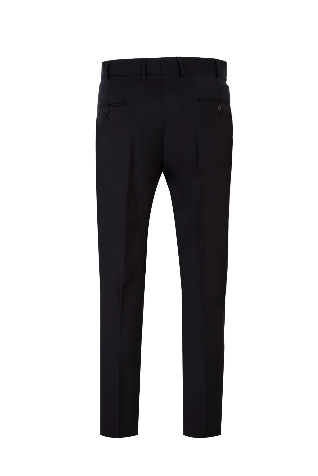Siyah 7 Drop Slim Fit Dar Kesim Yünlü Klasik Kumaş Pantolon - Image 2