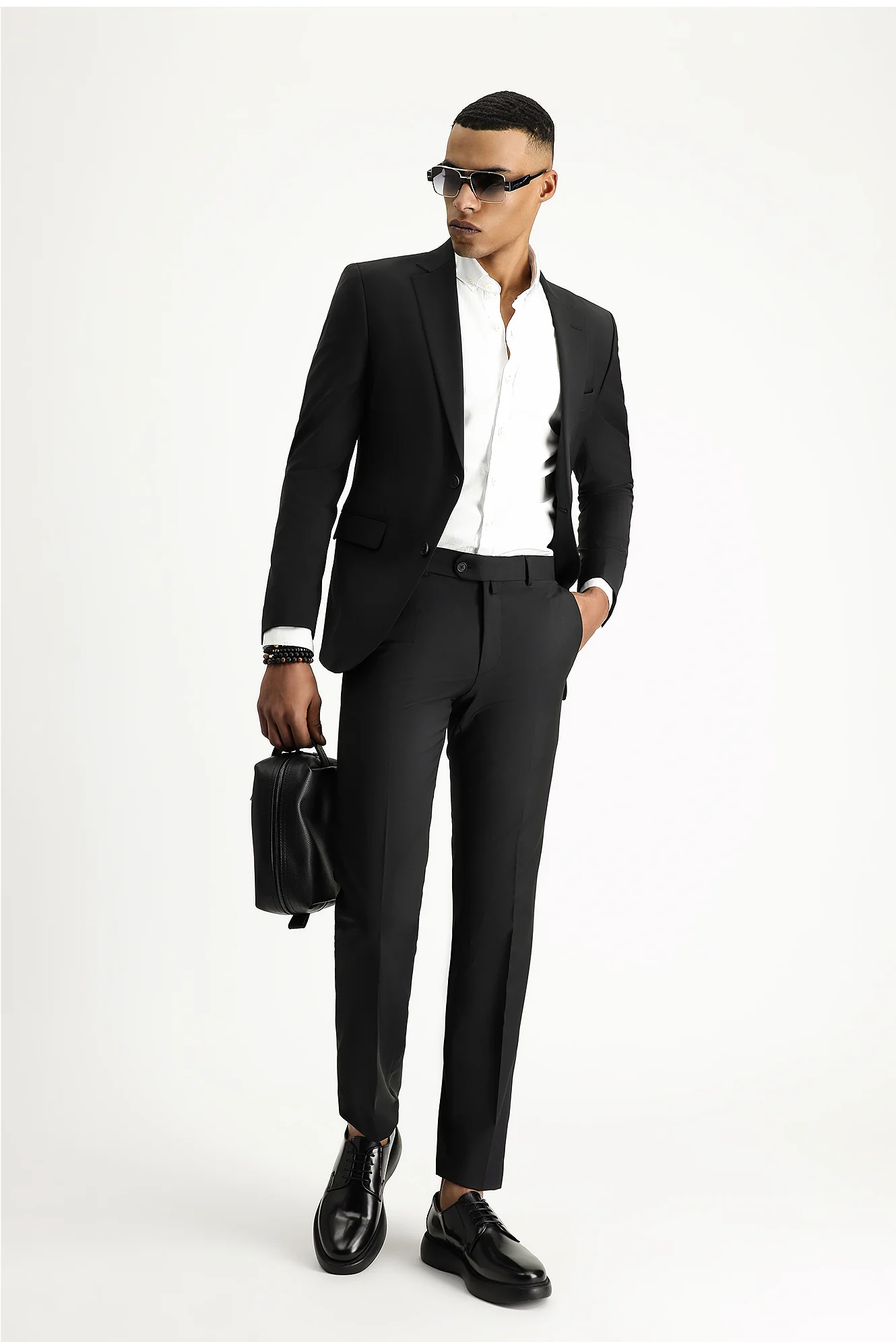 Siyah 7 Drop Slim Fit Dar Kesim Yünlü Takım Elbise - Image 3