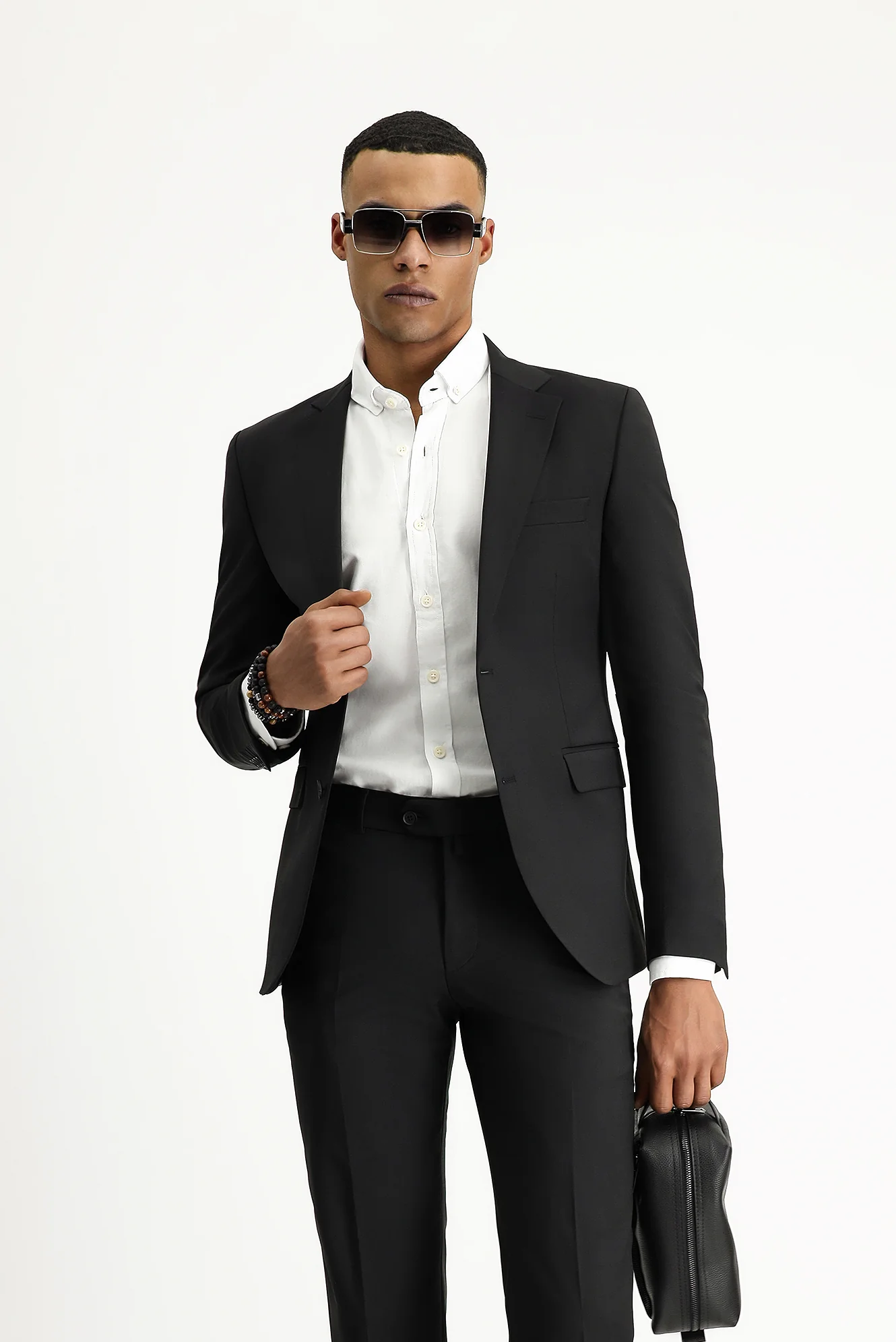 Siyah 7 Drop Slim Fit Dar Kesim Yünlü Takım Elbise - Image 4