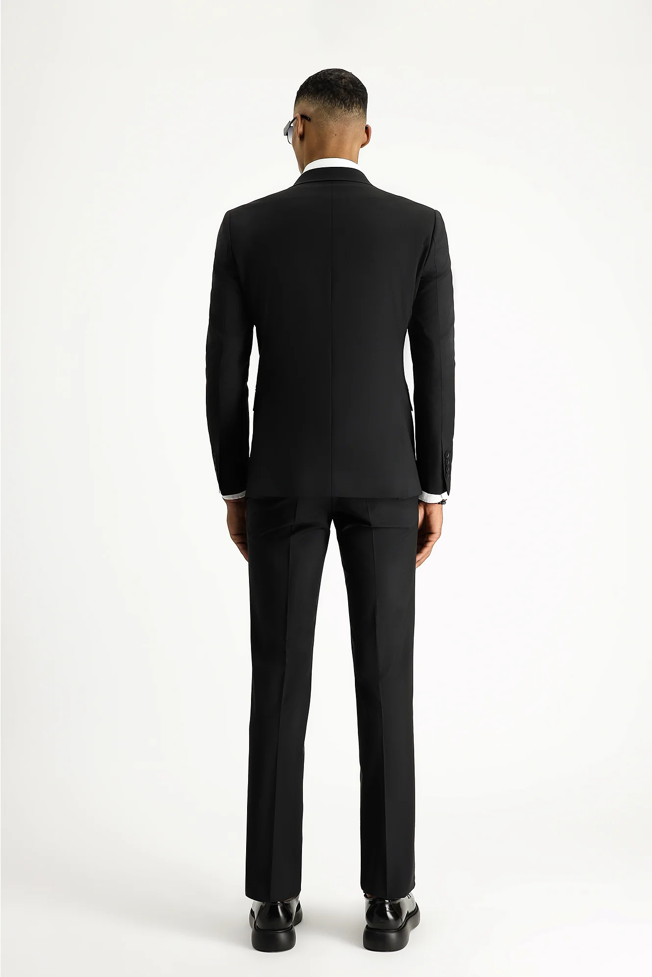 Siyah 7 Drop Slim Fit Dar Kesim Yünlü Takım Elbise - Image 7