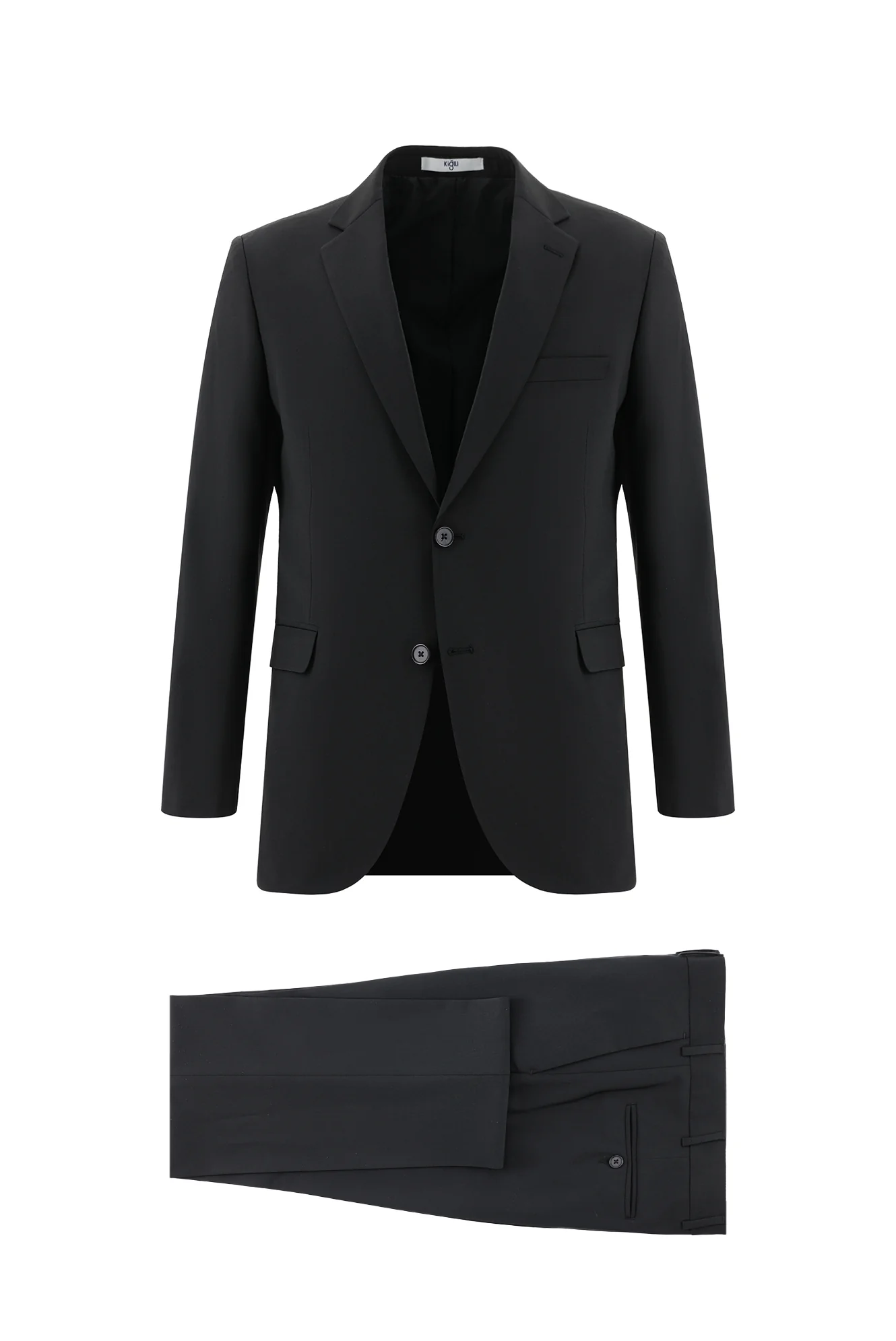 Siyah 7 Drop Slim Fit Dar Kesim Yünlü Takım Elbise