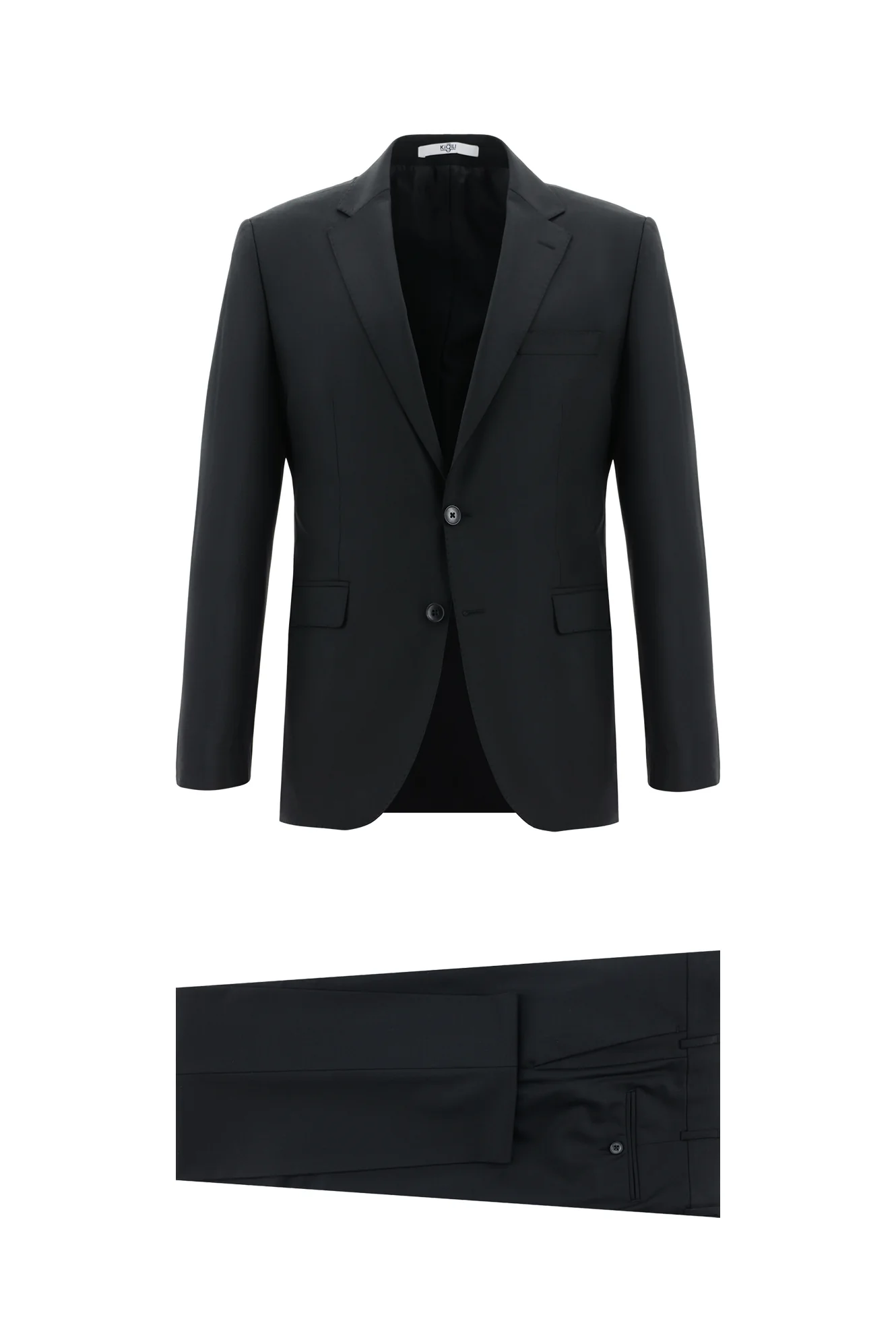 Siyah 7 Drop Slim Fit Dar Kesim Yünlü Takım Elbise