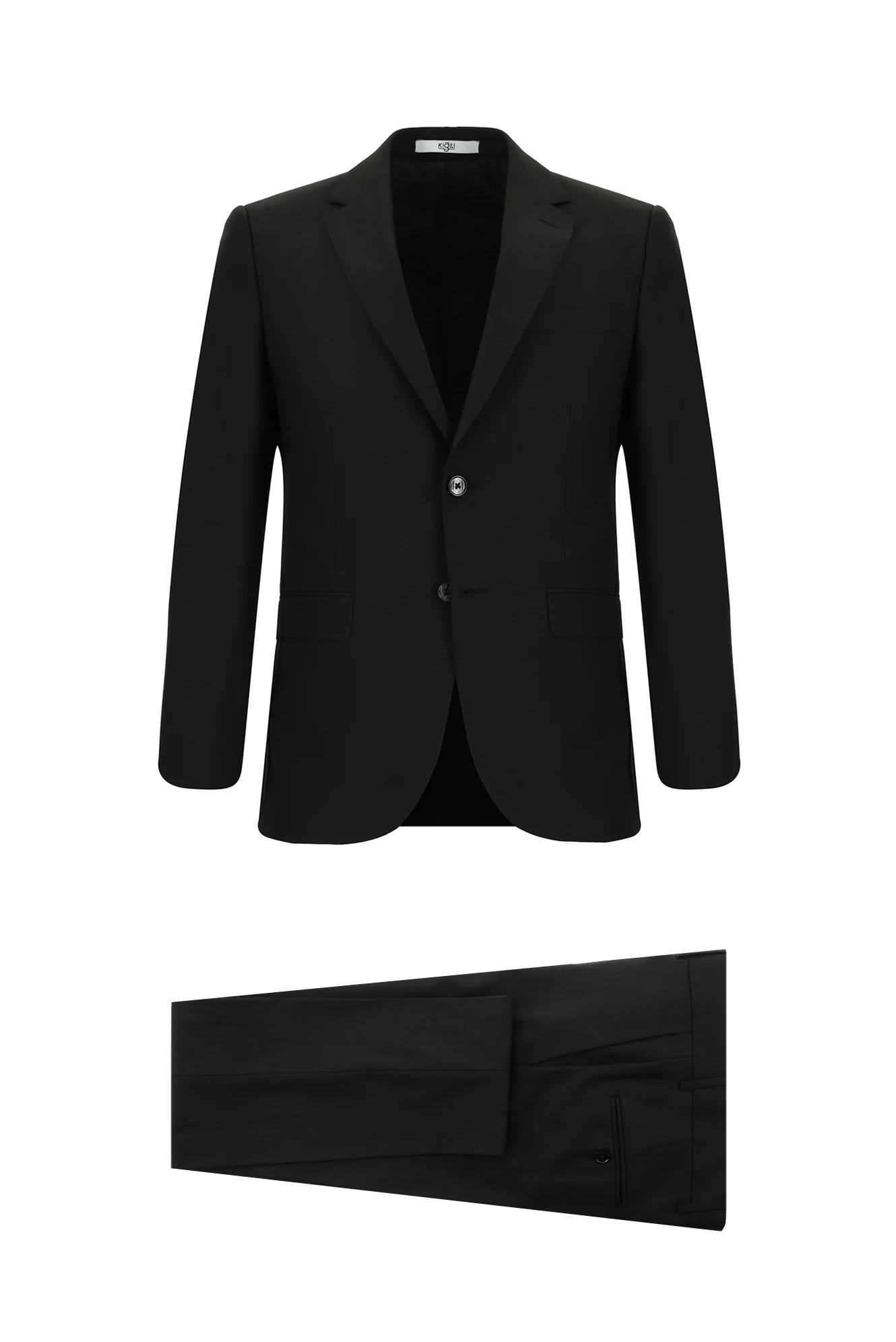 Siyah 7 Drop Slim Fit Dar Kesim Yünlü Takım Elbise