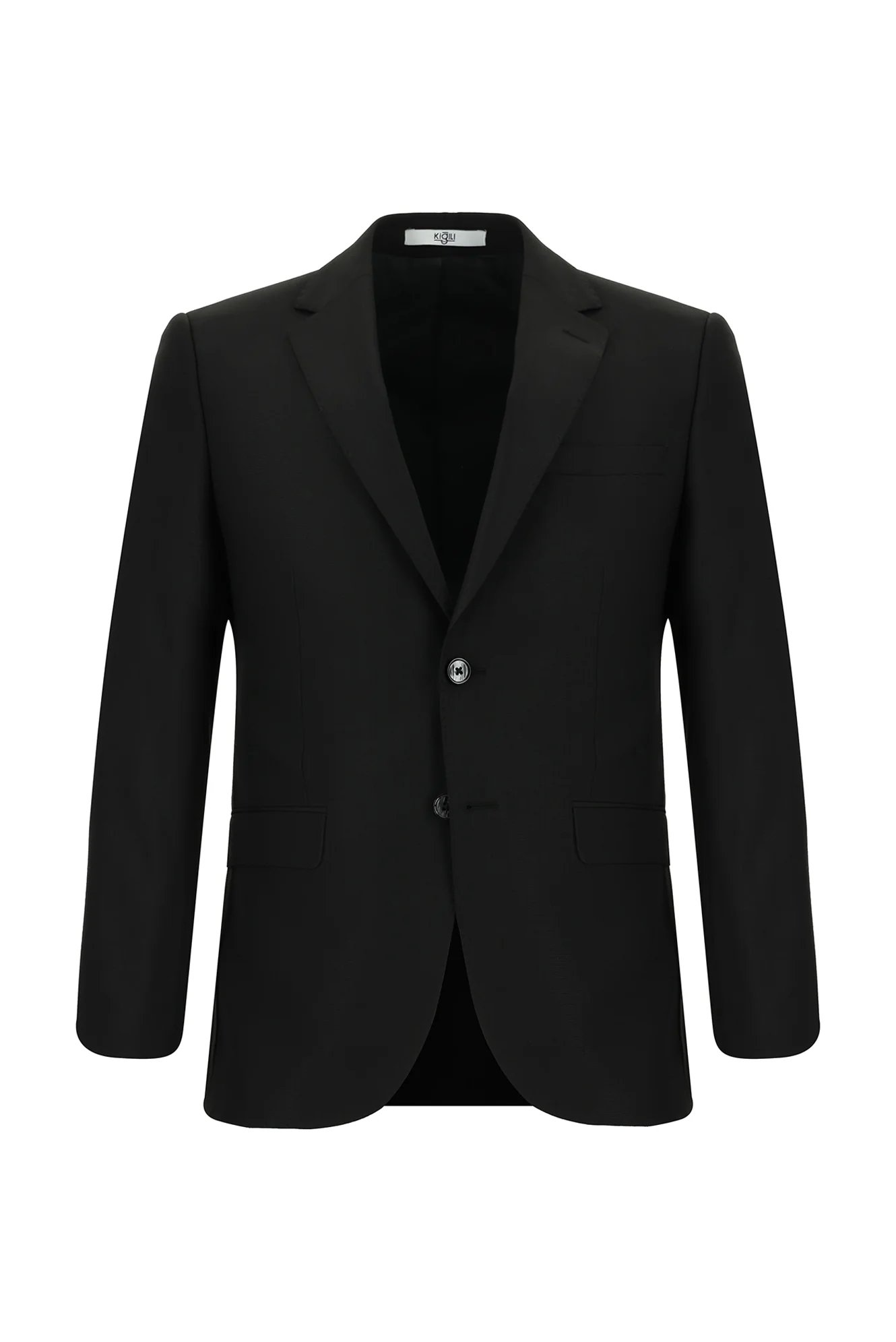 Siyah 7 Drop Slim Fit Dar Kesim Yünlü Takım Elbise - Image 2