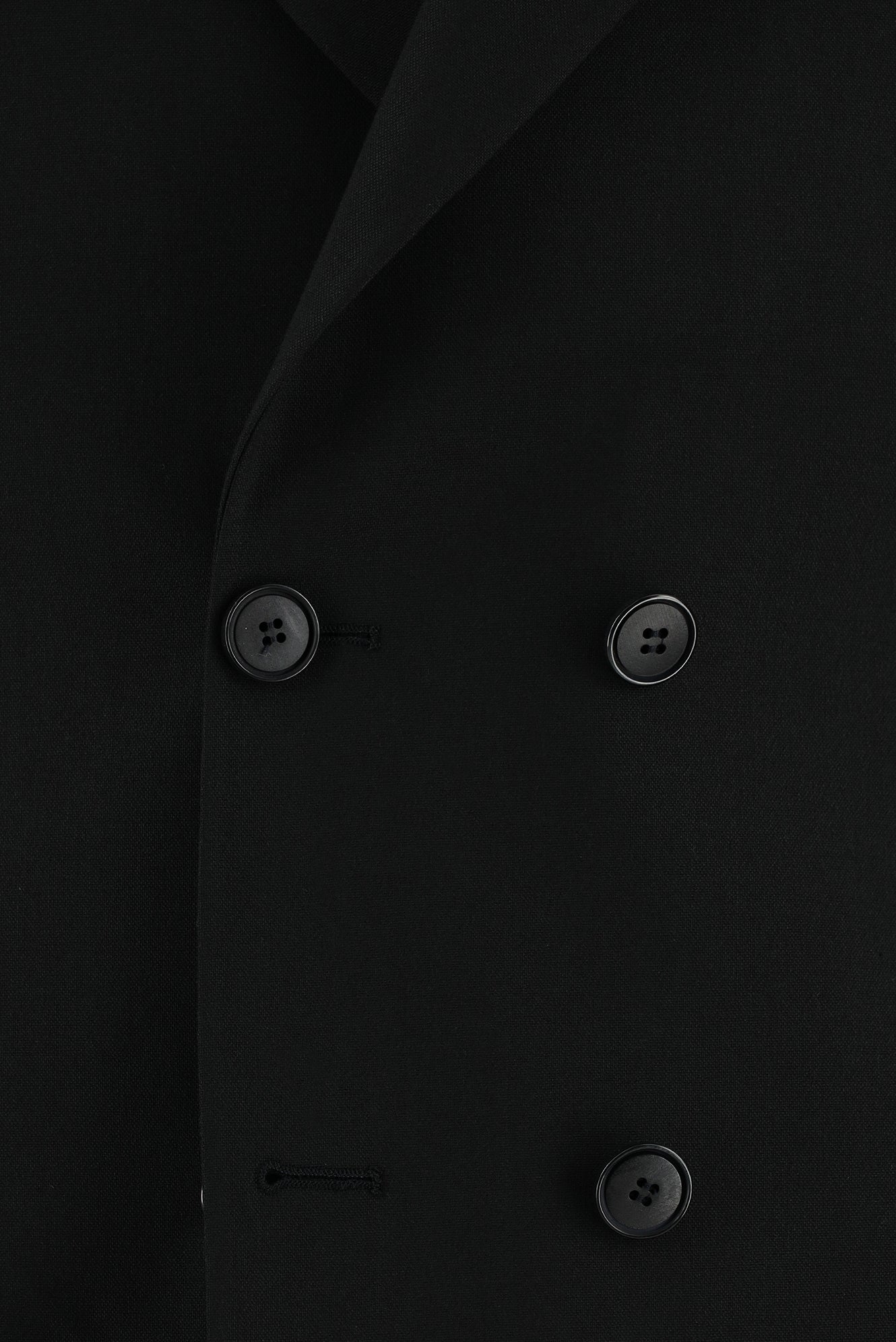 Siyah 7 Drop Slim Fit Dar Kesim Yünlü Kruvaze Takım Elbise - Image 4