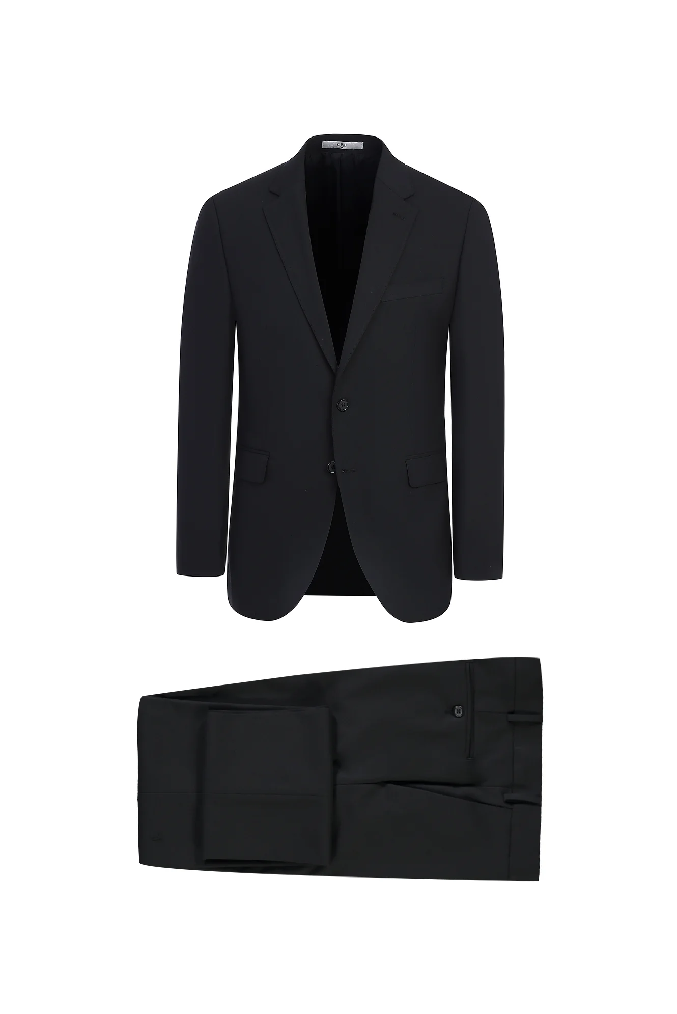 Siyah 7 Drop Slim Fit Dar Kesim Yünlü Takım Elbise