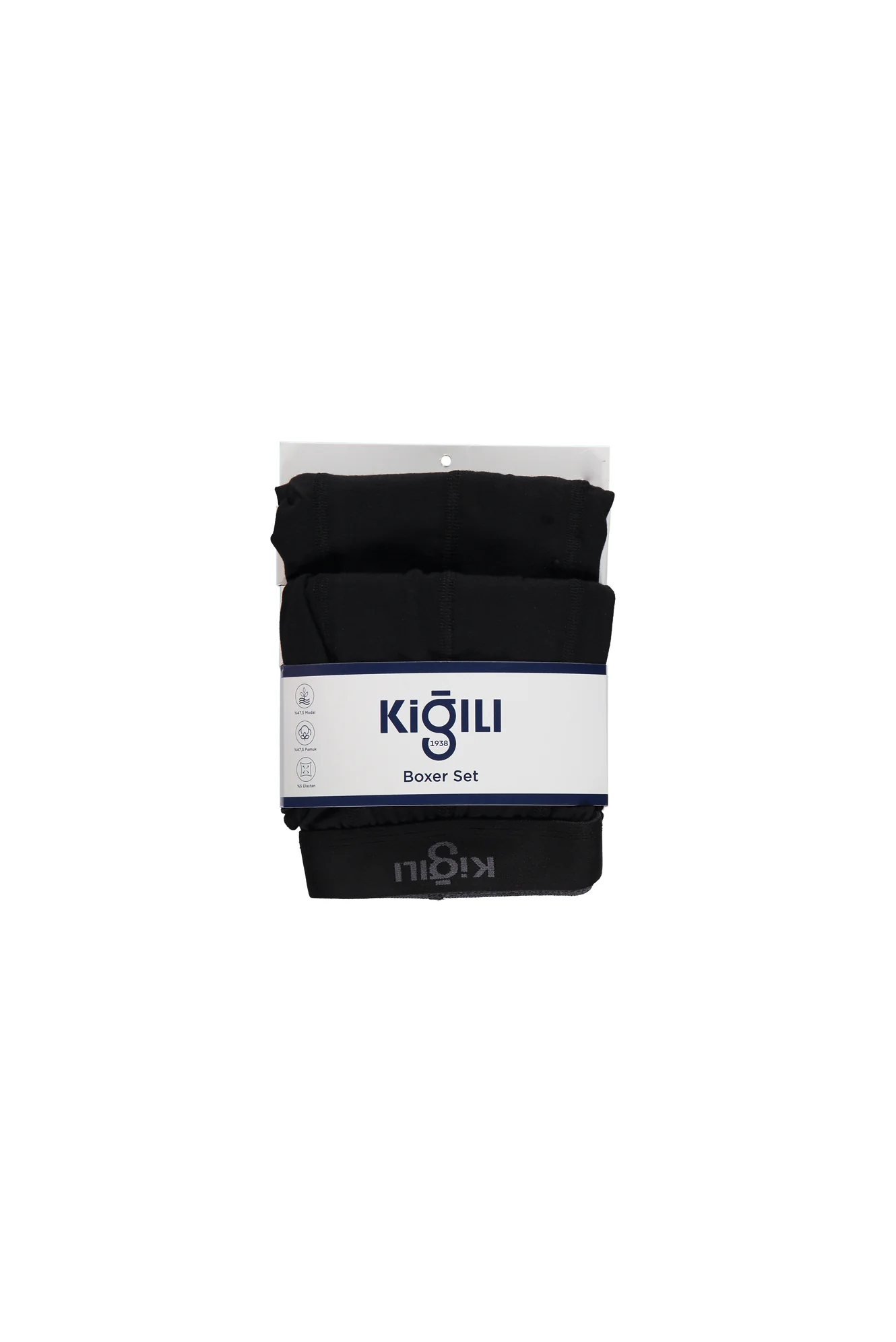 Siyah 2'li Düz Modal Karışımlı Pamuklu Boxer Seti - Image 4