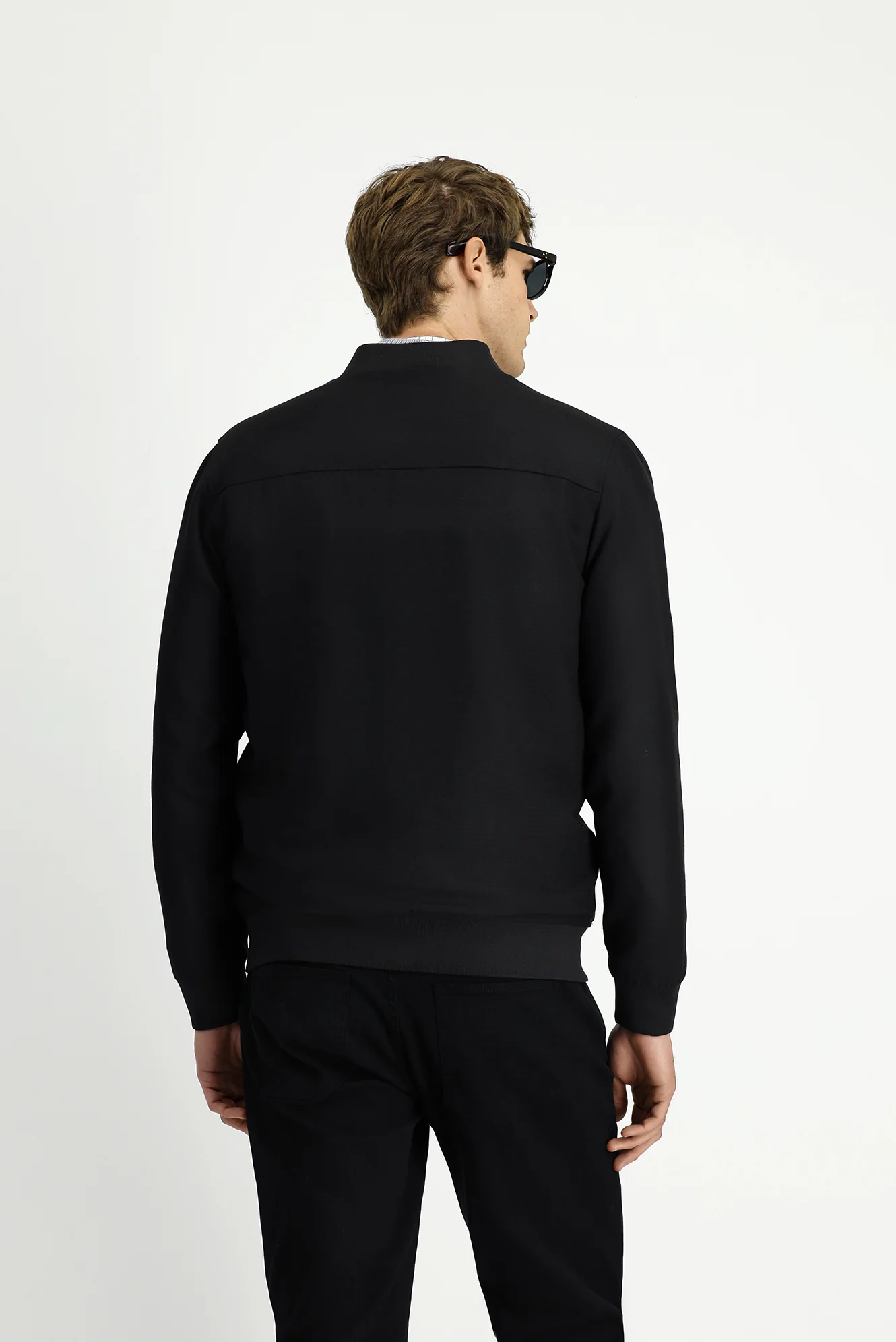 Siyah Slim Fit Dar Kesim Likralı Çıtçıtlı Cepli Bomber Ceket Mont - Image 5