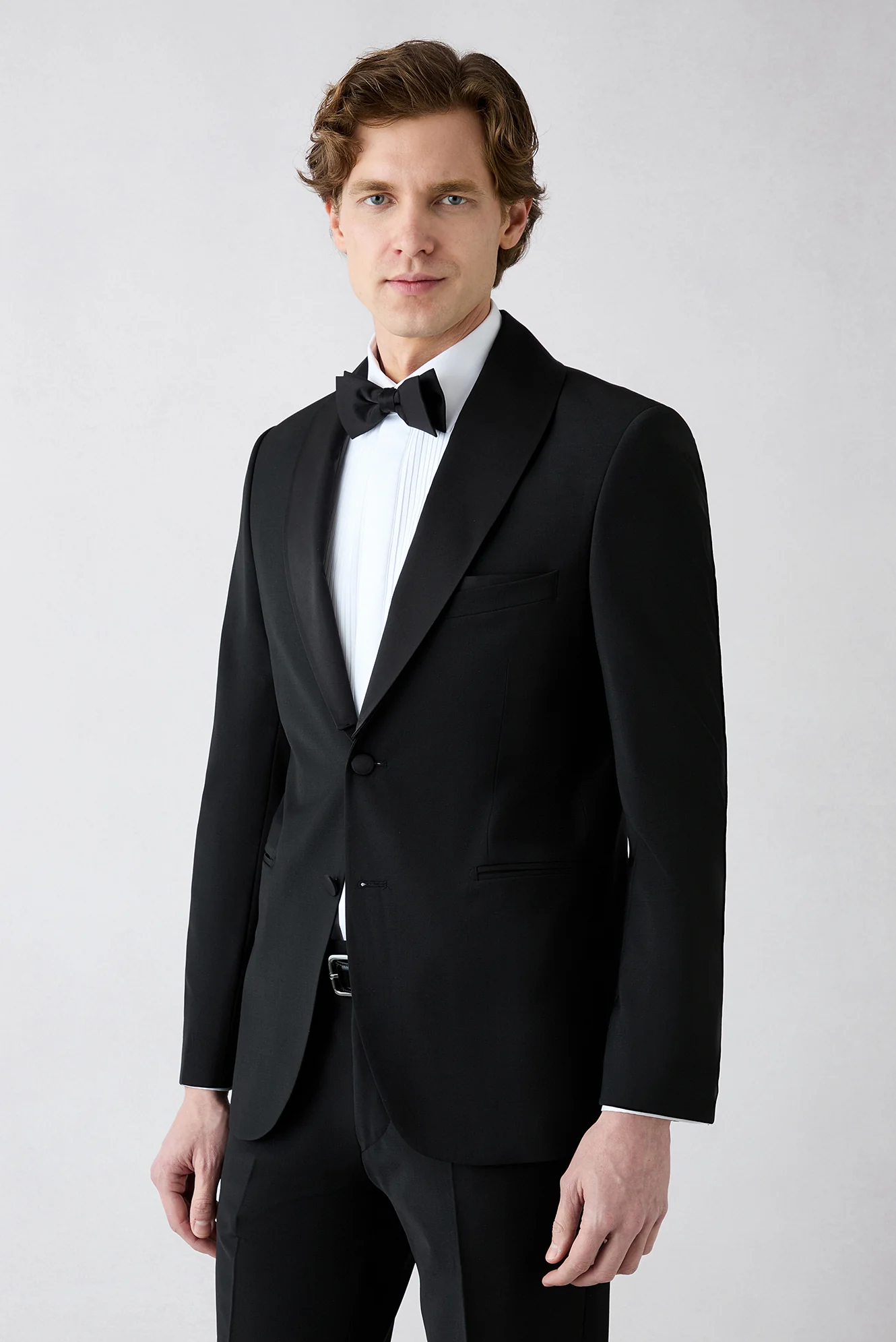 Siyah 7 Drop Slim Fit Dar Kesim Şal Yaka Yünlü Smokin & Damatlık - Image 2