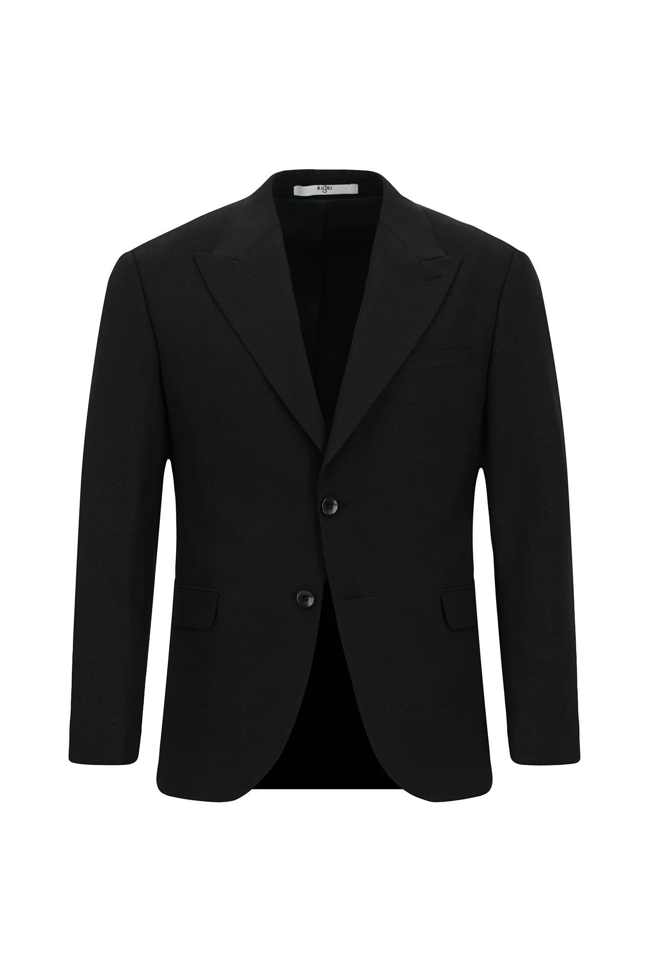 Siyah 7 Drop Slim Fit Dar Kesim Yünlü Desenli Takım Elbise - Image 2