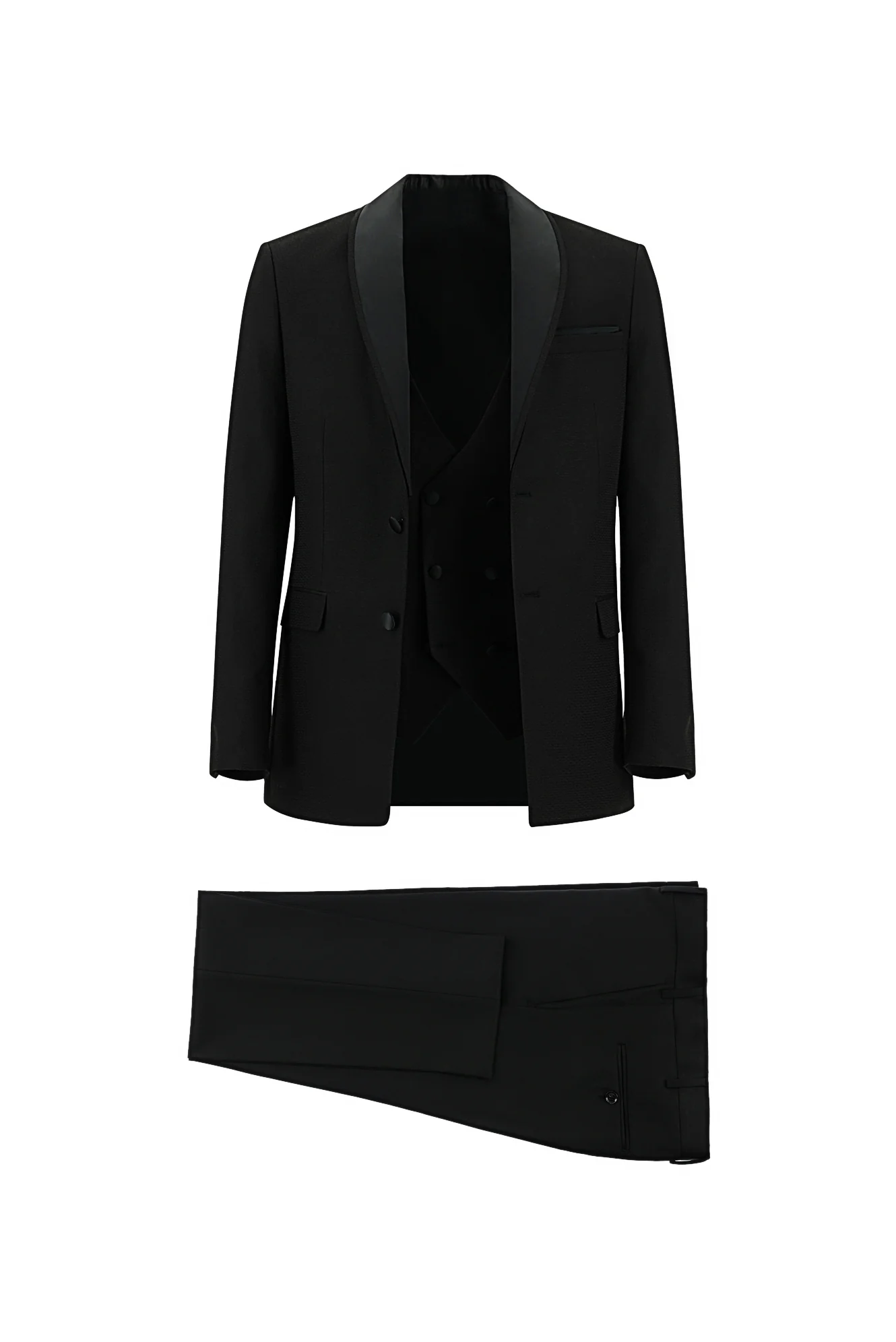 Siyah 7 Drop Slim Fit Dar Kesim Smokin & Damatlık - Image 4