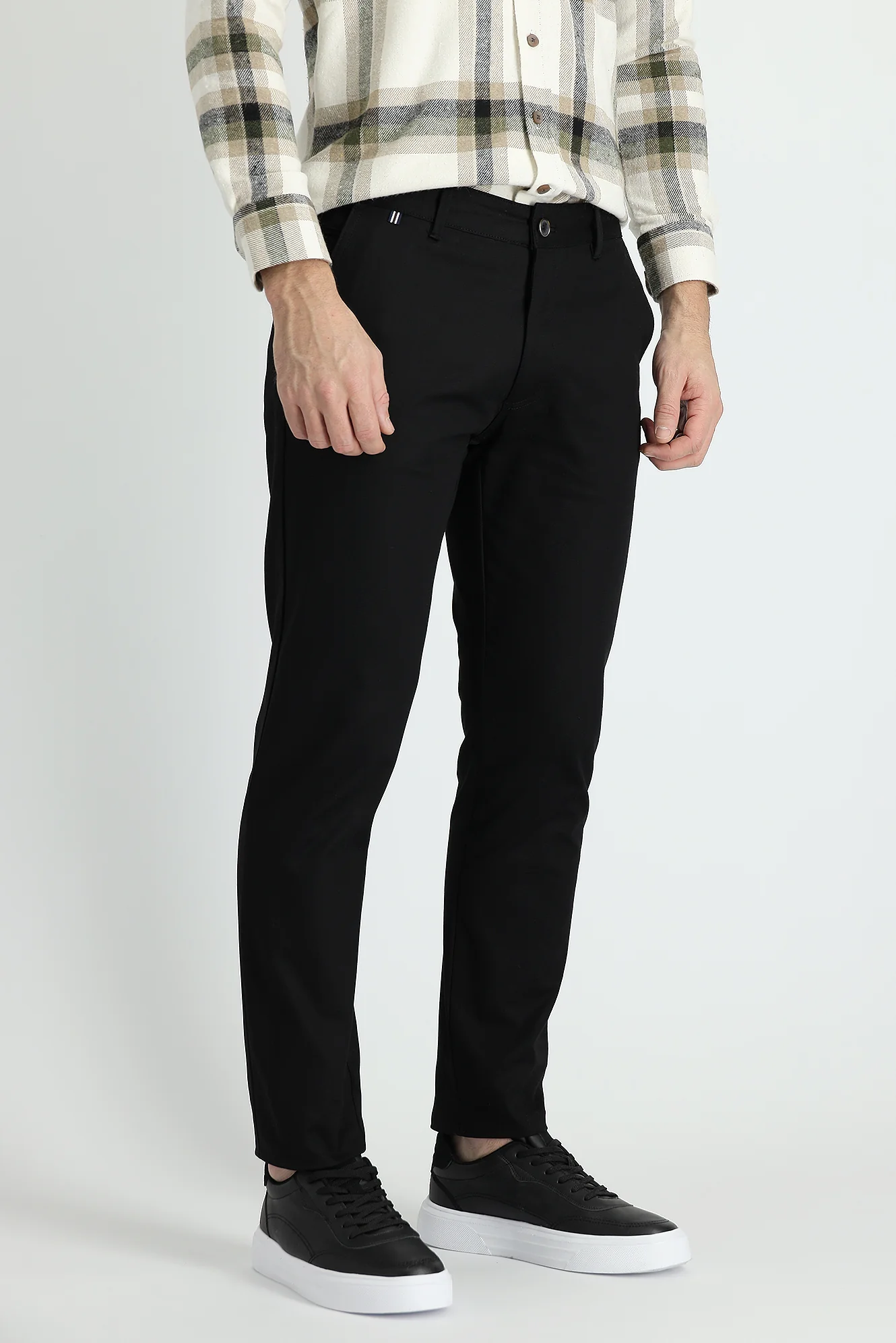 Siyah Slim Fit Dar Kesim Spor Pantolon - Image 2