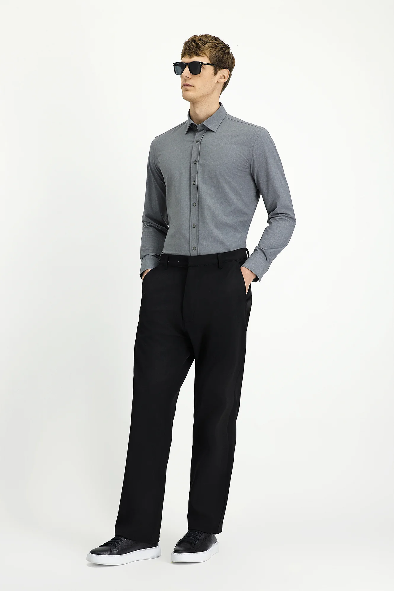 Siyah Slim Fit Dar Kesim Likralı Kanvas / Chino Pantolon - Image 2