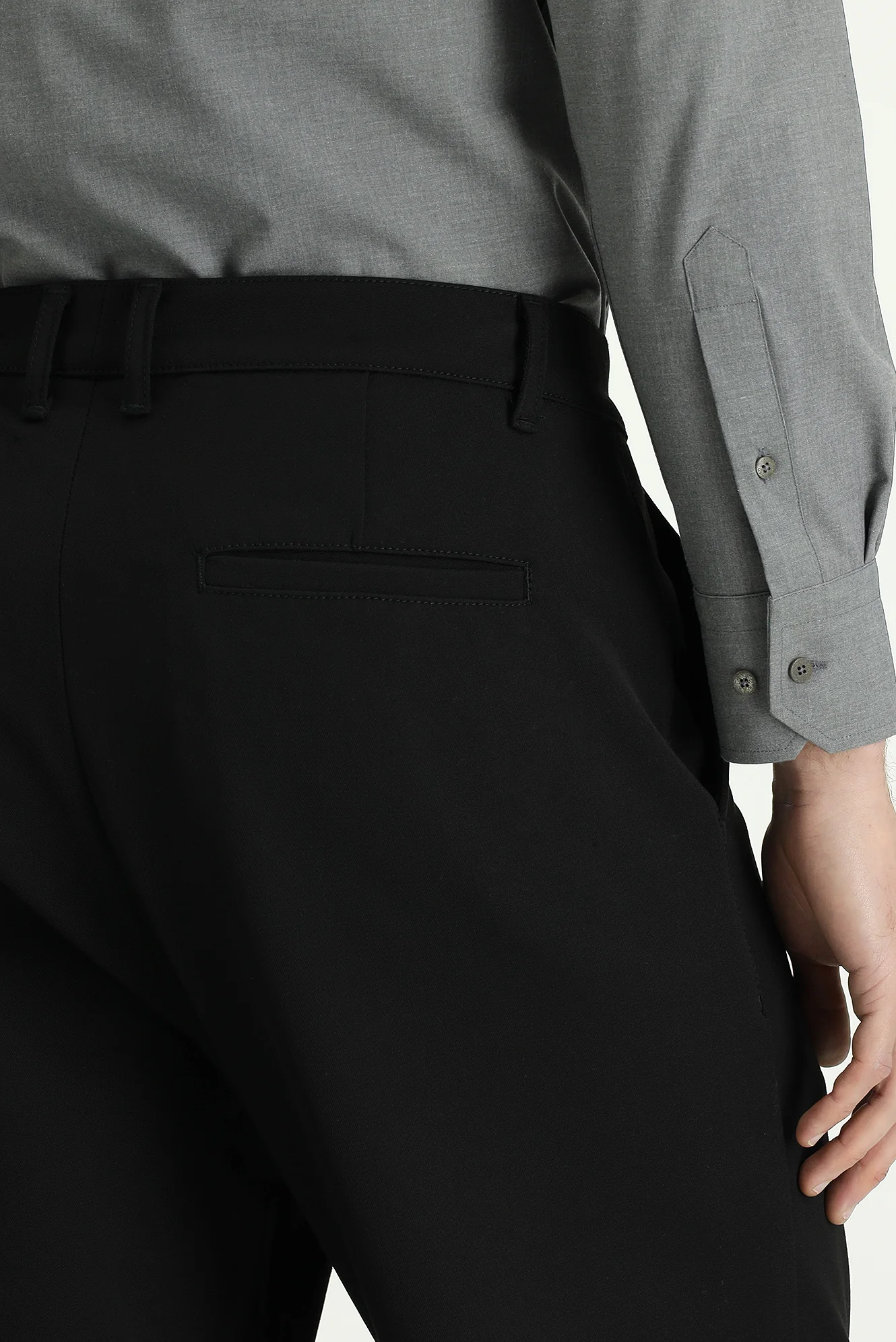 Siyah Straight Relaxed Fit Likralı Kanvas / Chino Pantolon - Image 6