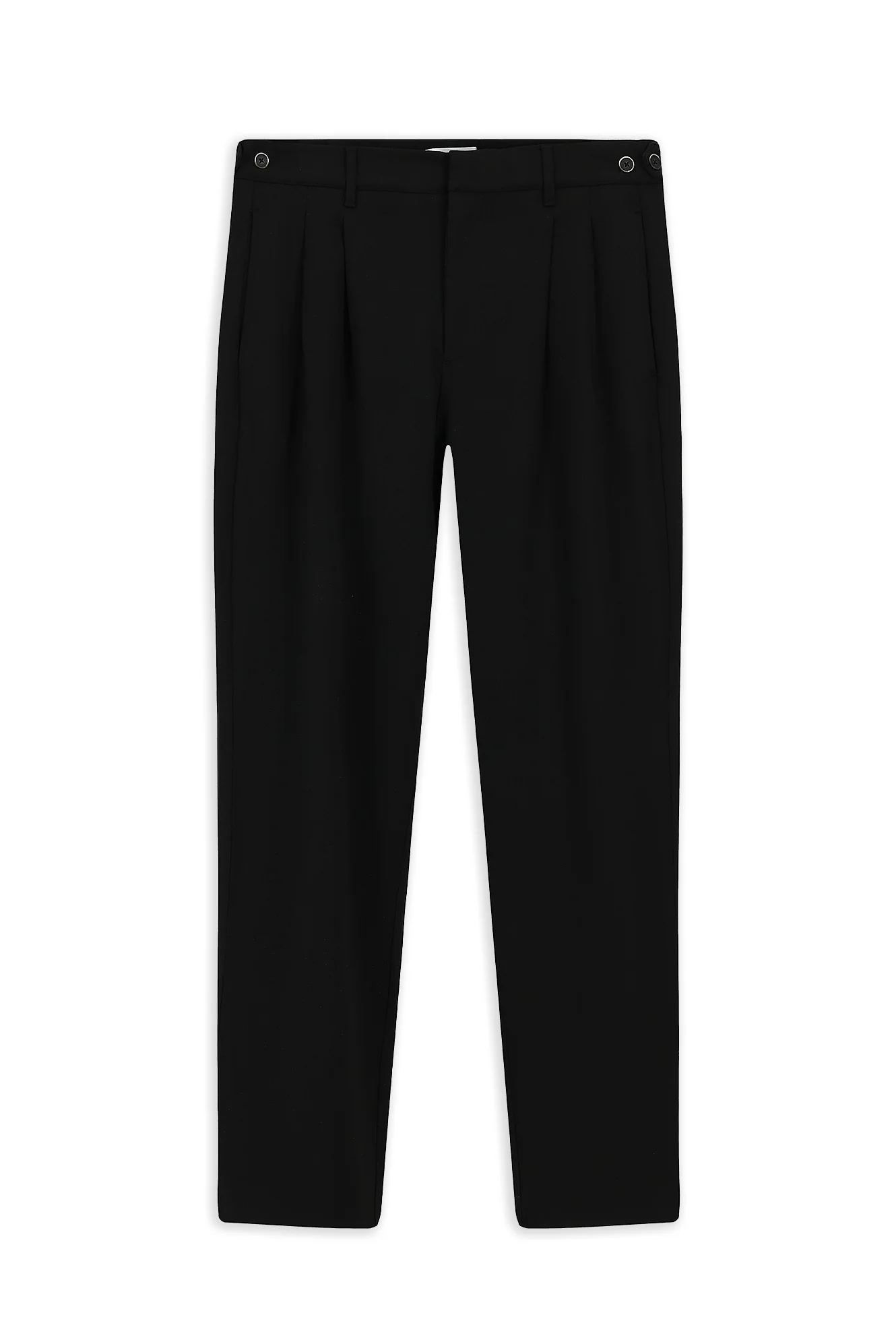 Siyah Straight Wide Leg Pileli Pantolon - Image 7