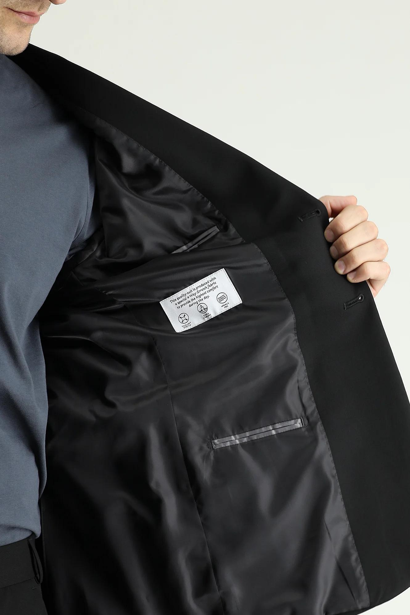 Siyah 7 Drop Slim Fit Dar Kesim Süper Esnek Takım Elbise - Image 8