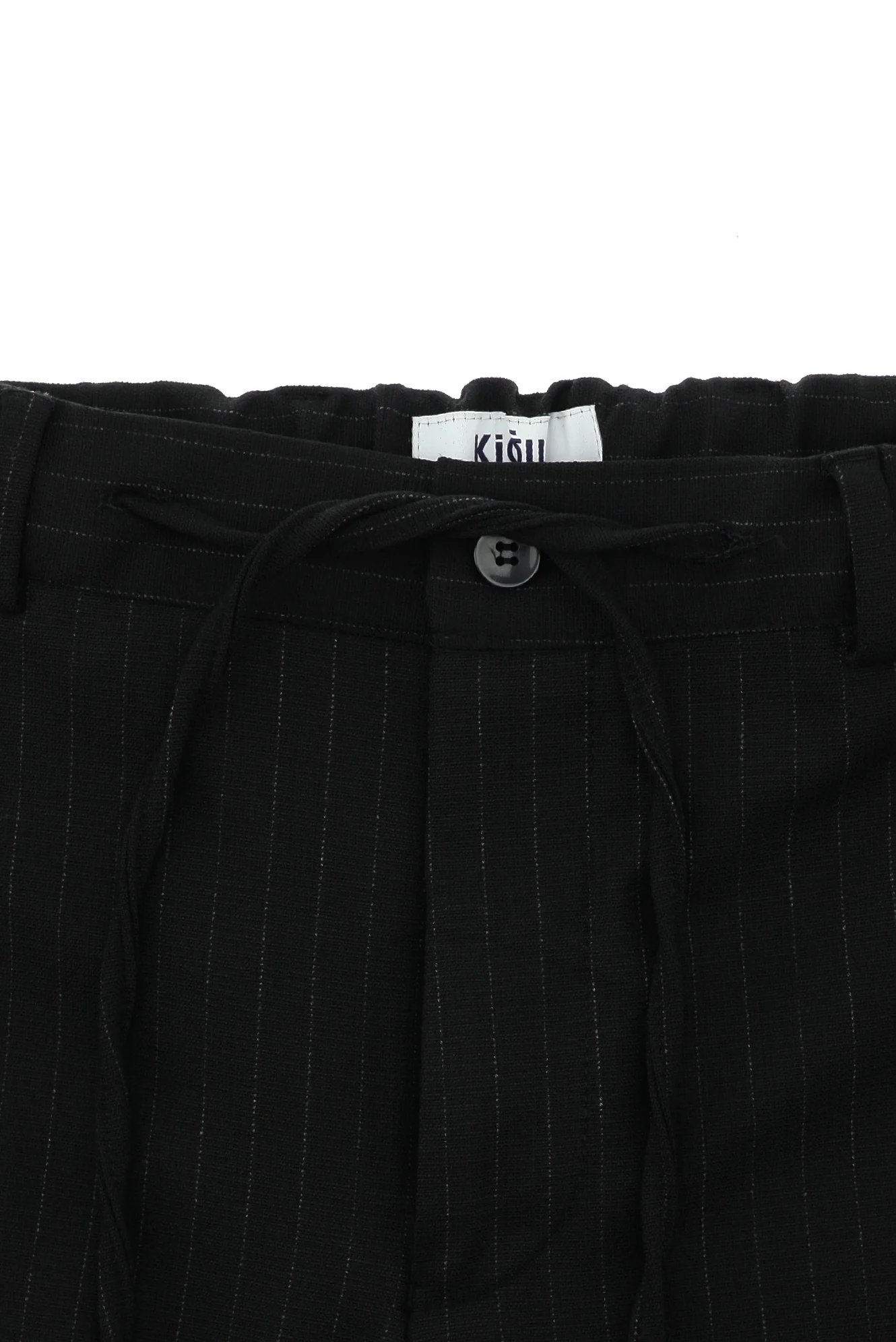 Siyah 7 Drop Super Slim Fit Eksra Dar Kesim Çizgili Beli Lastikli İpli Kruvaze Takım Elbise - Image 5