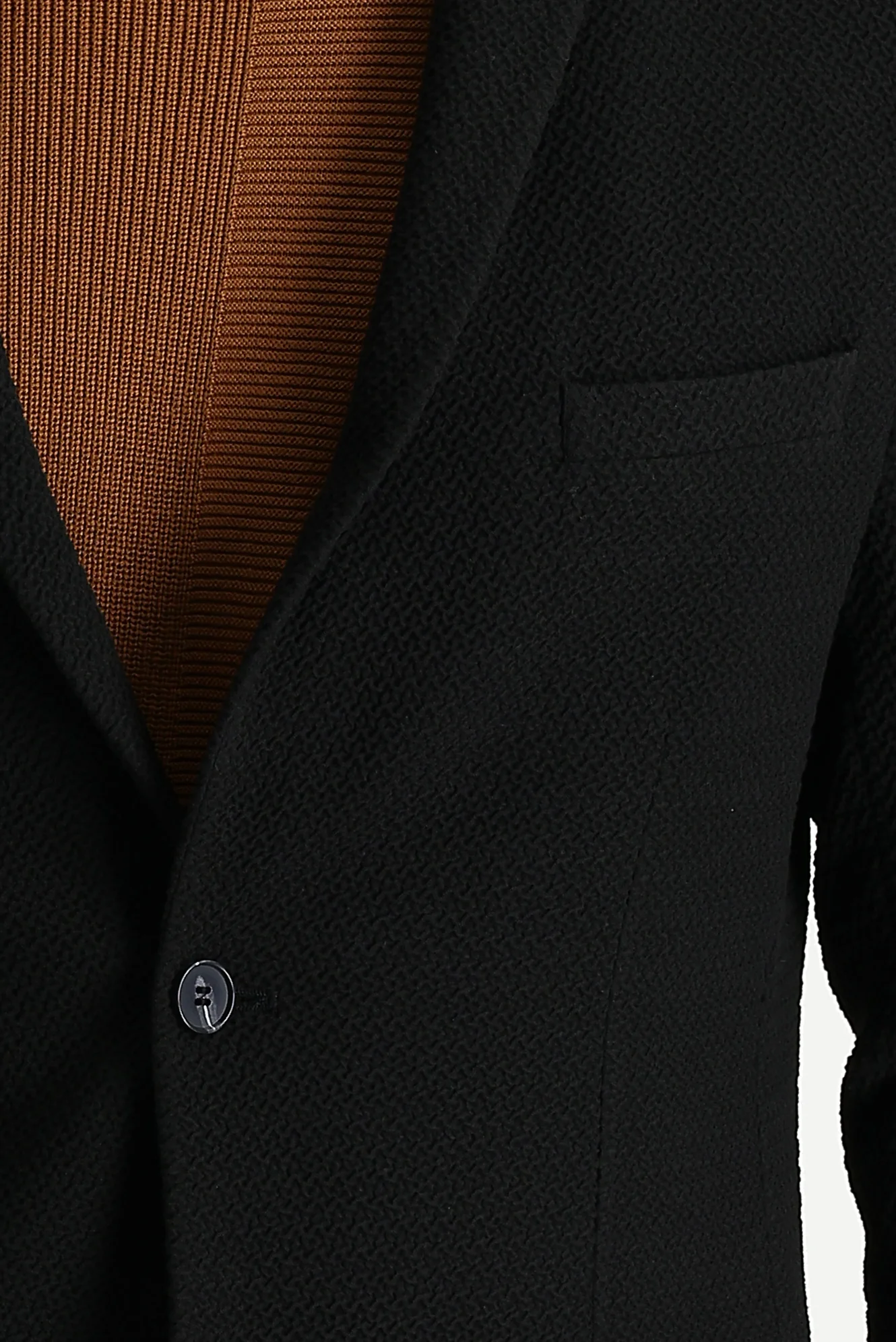 Siyah 7 Drop Super Slim Fit Eksra Dar Kesim Desenli Ceket - Image 4
