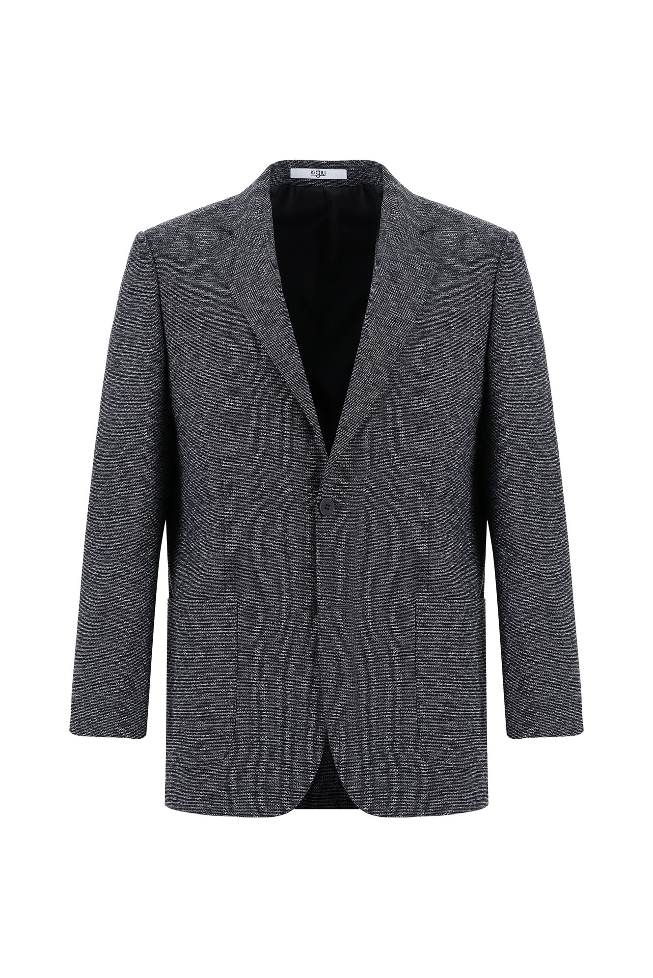 Siyah 7 Drop Super Slim Fit Eksra Dar Kesim Desenli Ceket
