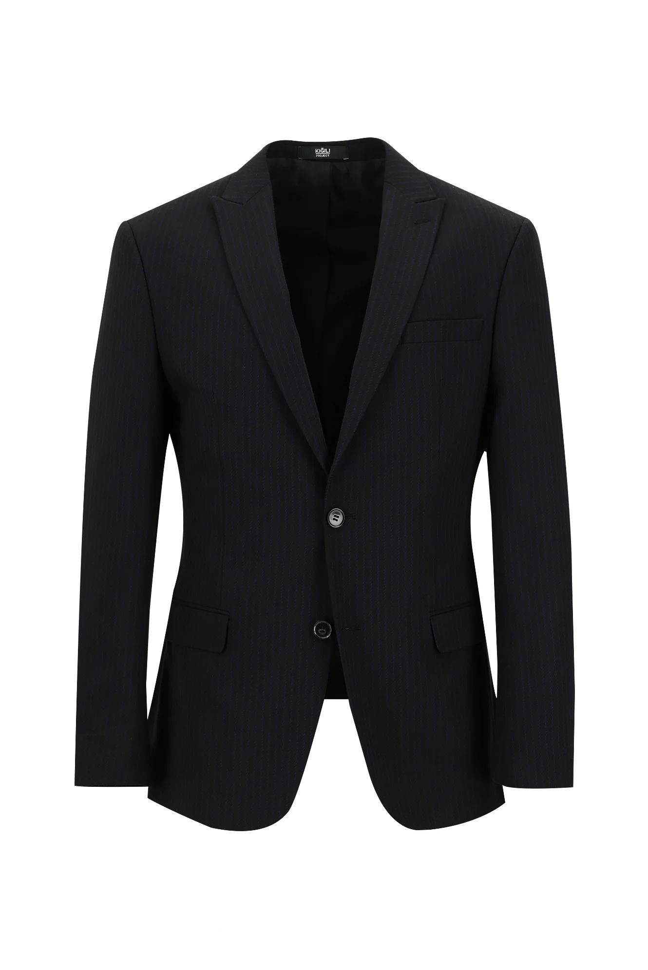 Siyah 7 Drop Super Slim Fit Eksra Dar Kesim Fit Çizgili Takım Elbise - Image 2