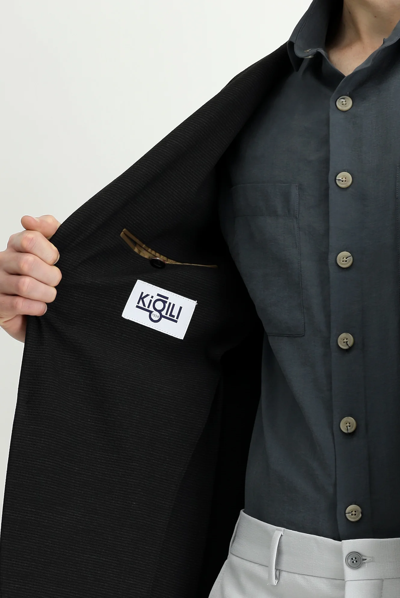 Siyah 7 Drop Super Slim Fit Eksra Dar Kesim Gofre Ceket - Image 6