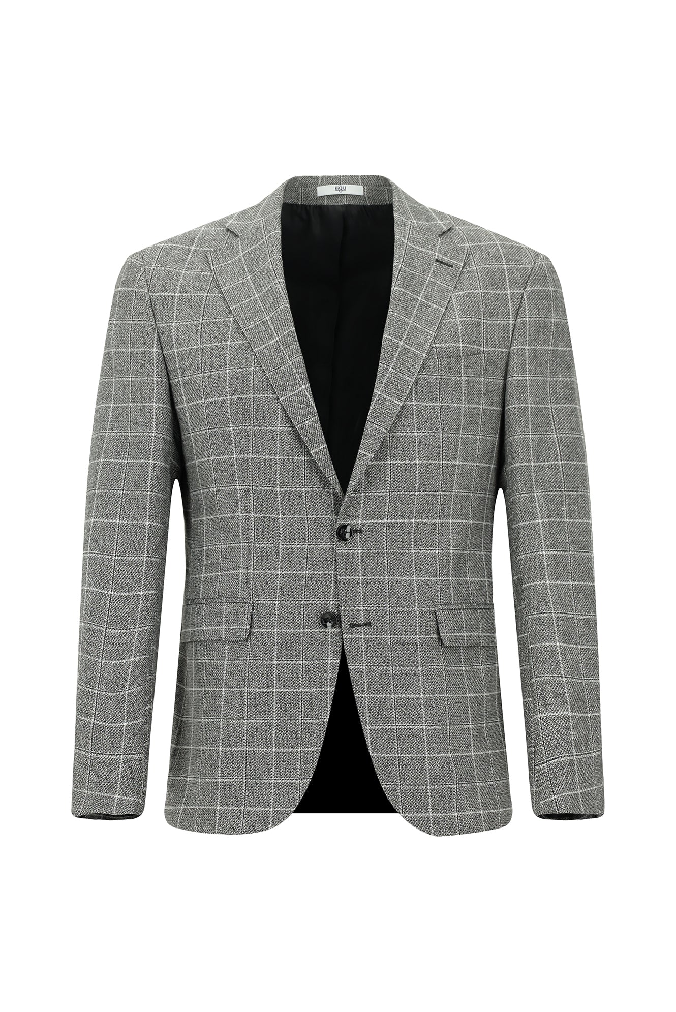 Siyah 7 Drop Super Slim Fit Eksra Dar Kesim Kareli Keten Karışımlı Ceket - Image 7