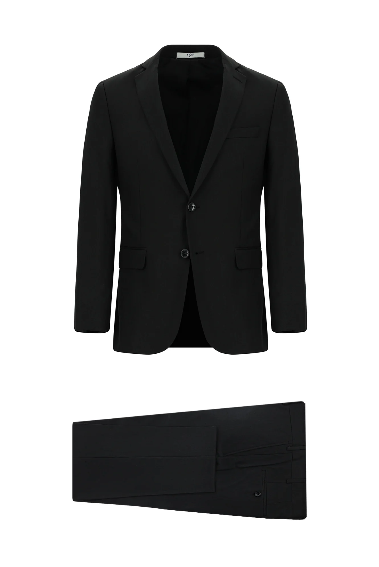 Siyah 7 Drop Super Slim Fit Eksra Dar Kesim Desenli Takım Elbise