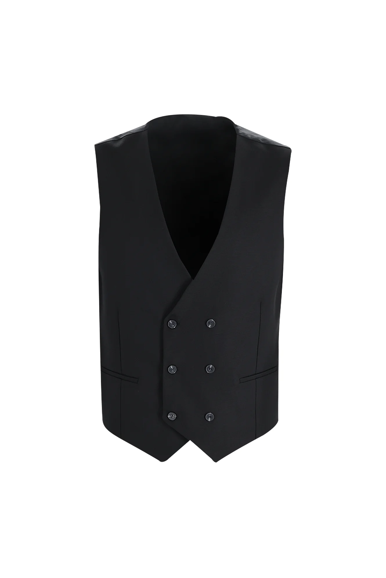 Siyah 7 Drop Super Slim Fit Eksra Dar Kesim Yelekli Takım Elbise - Image 4