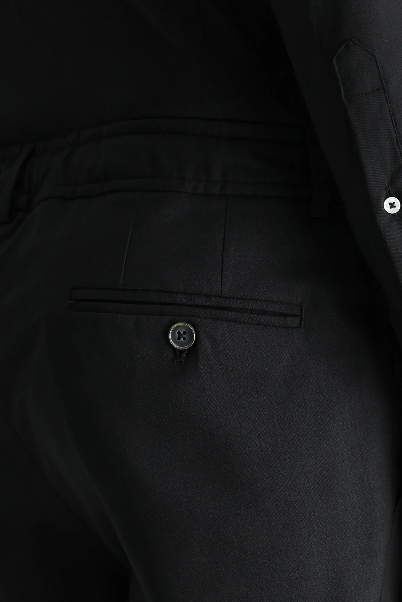 Siyah 7 Drop Super Slim Fit Eksra Dar Kesim Likralı Beli Lastikli İpli Klasik Kumaş Pantolon - Image 6