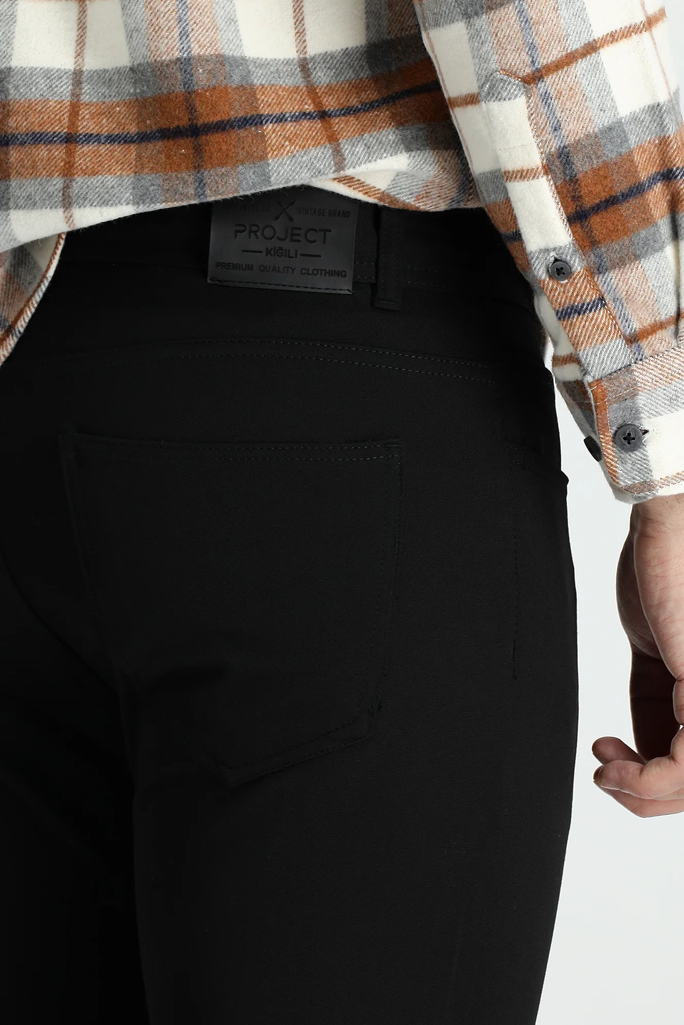 Siyah Super Slim Fit Eksra Dar Kesim Likralı Kanvas / Chino Pantolon - Image 4