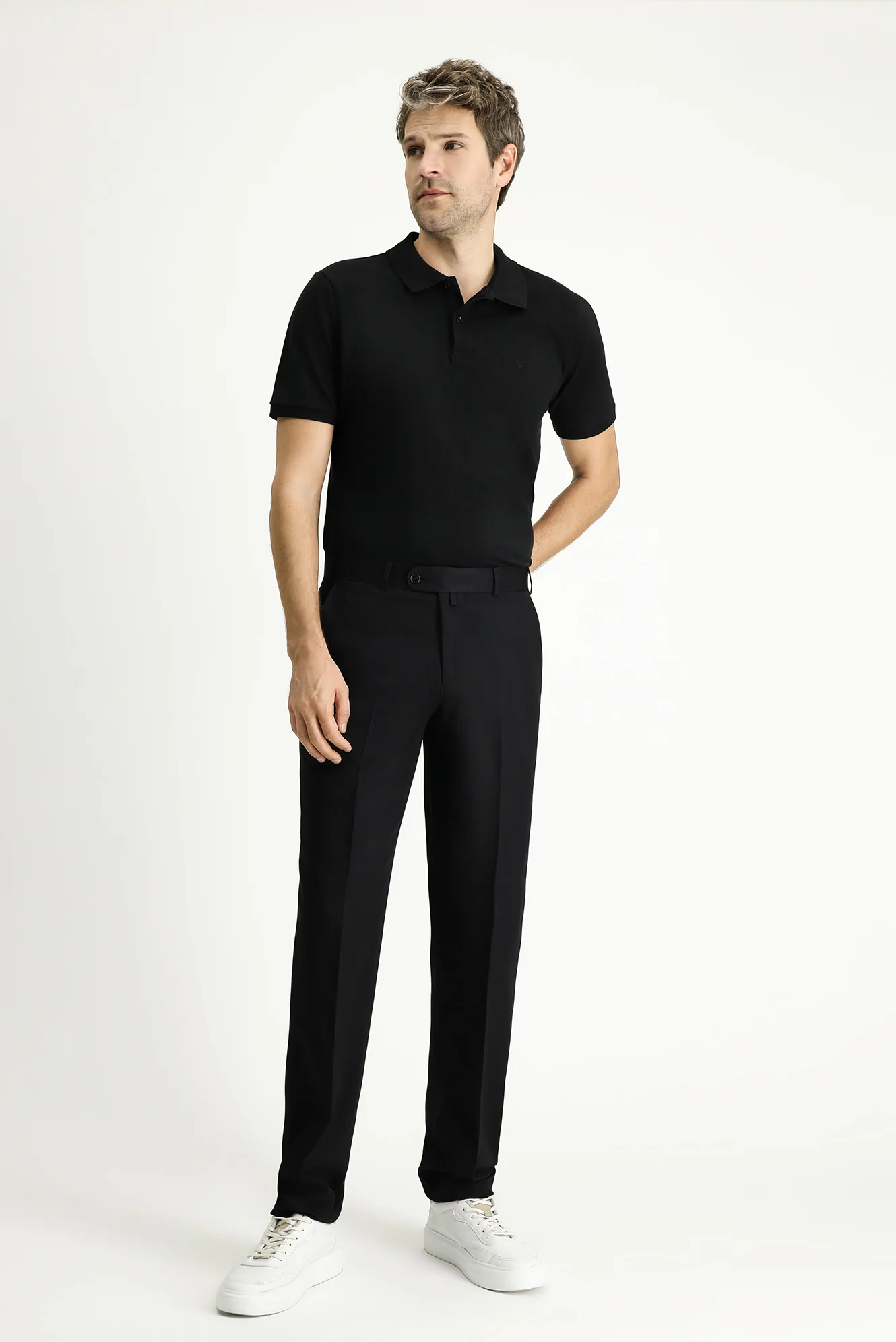 Siyah 7 Drop Super Slim Fit Eksra Dar Kesim Likralı Klasik Kumaş Pantolon - Image 2
