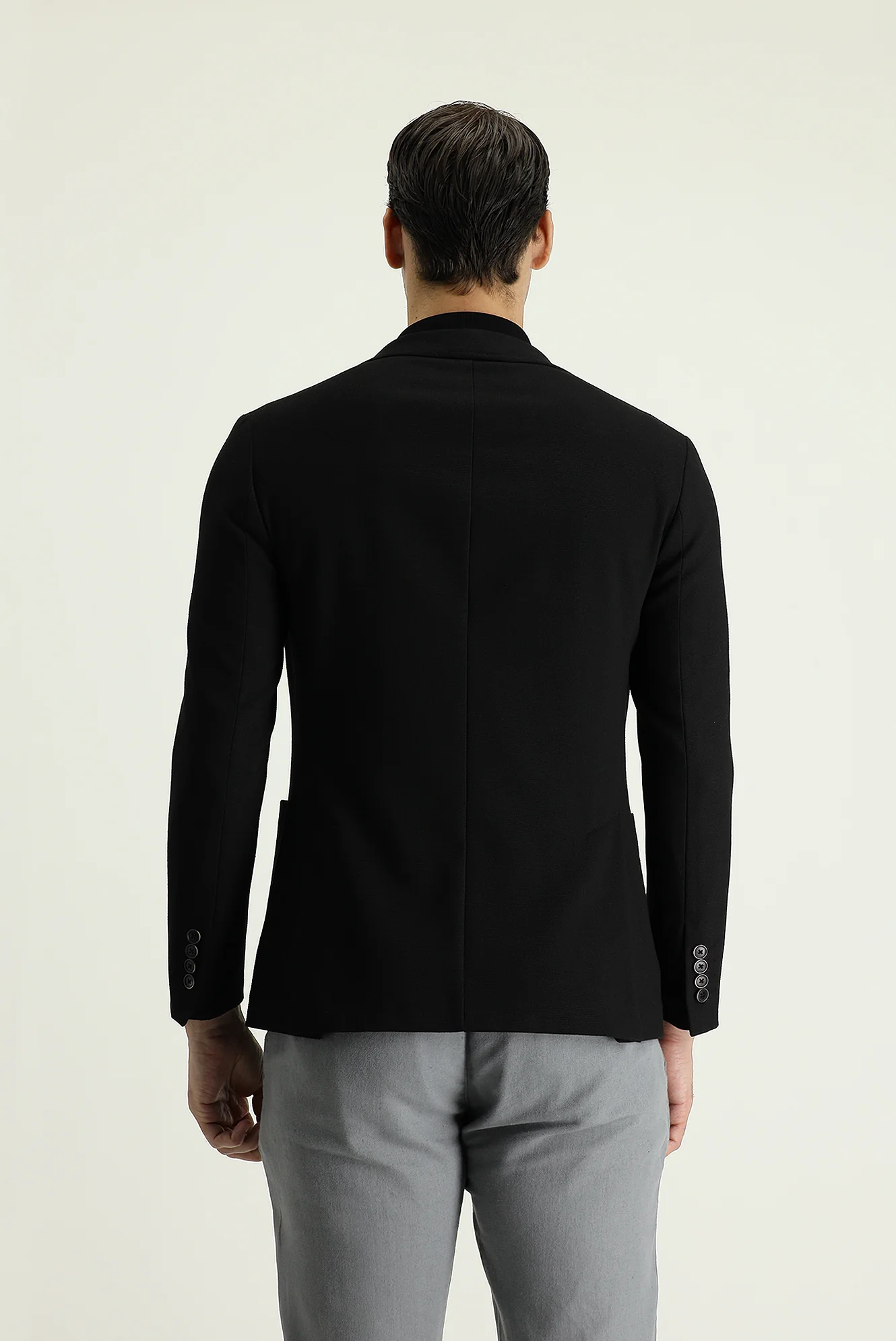 Siyah 7 Drop Super Slim Fit Eksra Dar Kesim Spor Ceket - Image 3