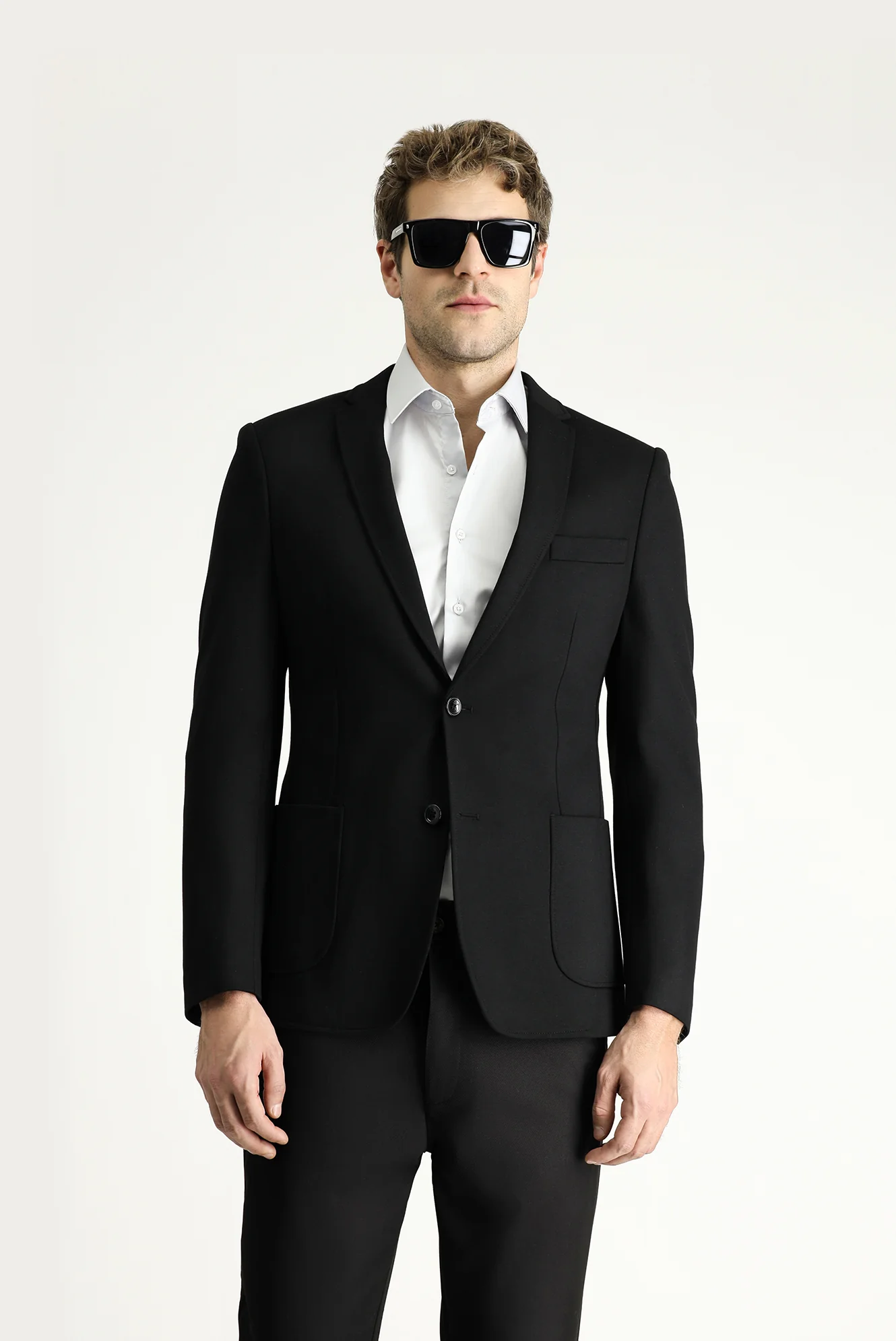 Siyah 7 Drop Super Slim Fit Eksra Dar Kesim Spor Örme Ceket - Image 3