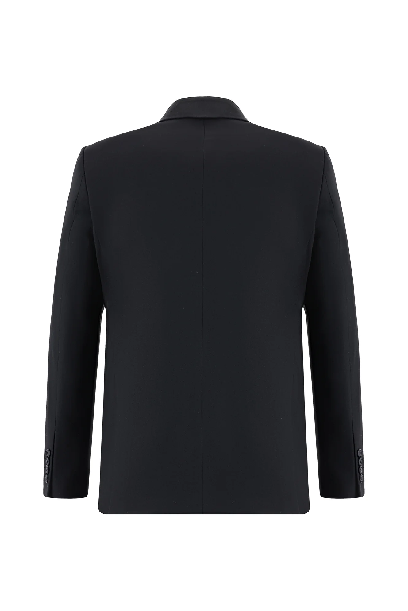 Siyah 7 Drop Super Slim Fit Eksra Dar Kesim Yünlü Kruvaze Takım Elbise - Image 3