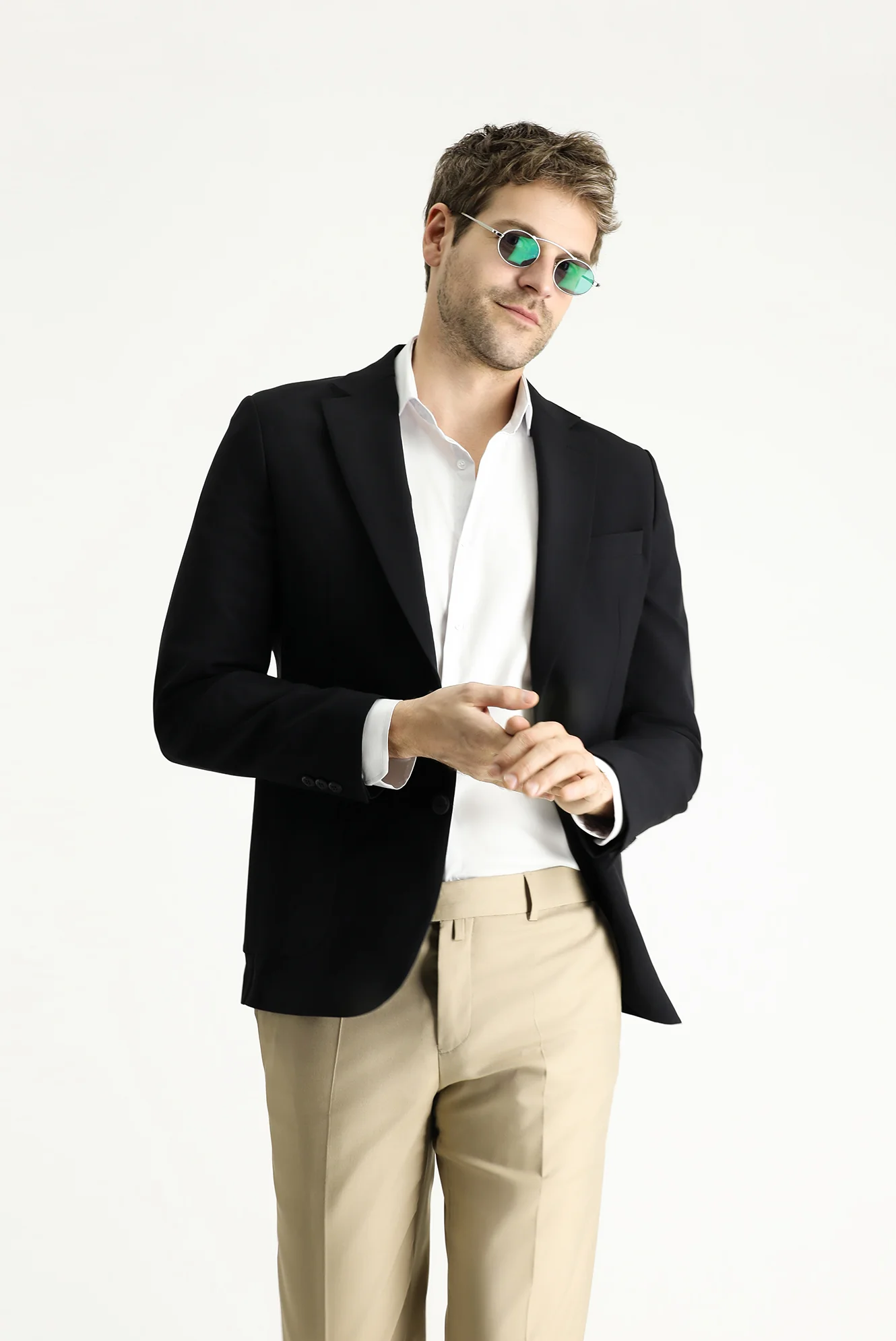Siyah Techno-Line 7 Drop Slim Fit Dar Kesim Likralı Ceket - Image 3