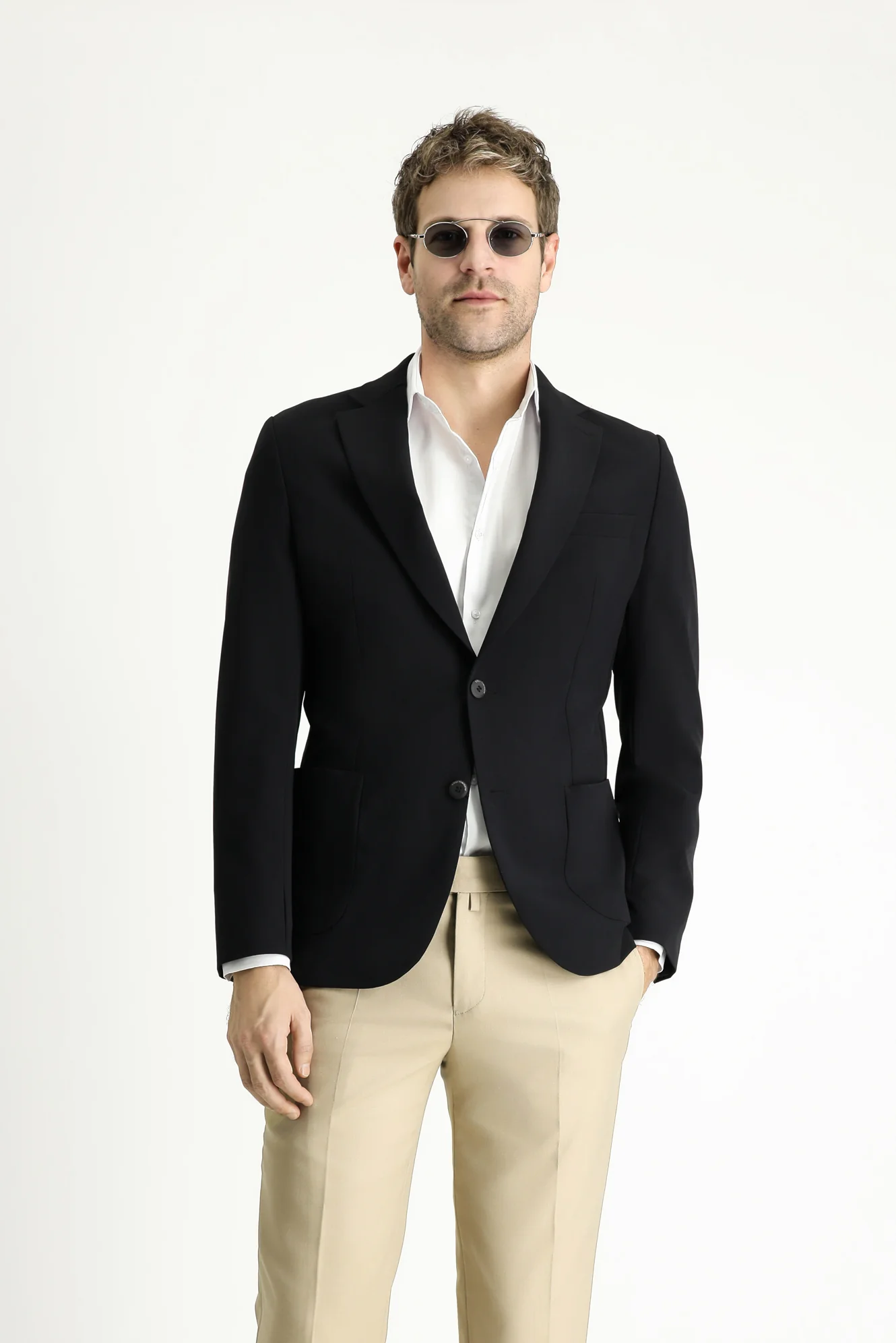 Siyah Techno-Line 7 Drop Slim Fit Dar Kesim Likralı Ceket - Image 4
