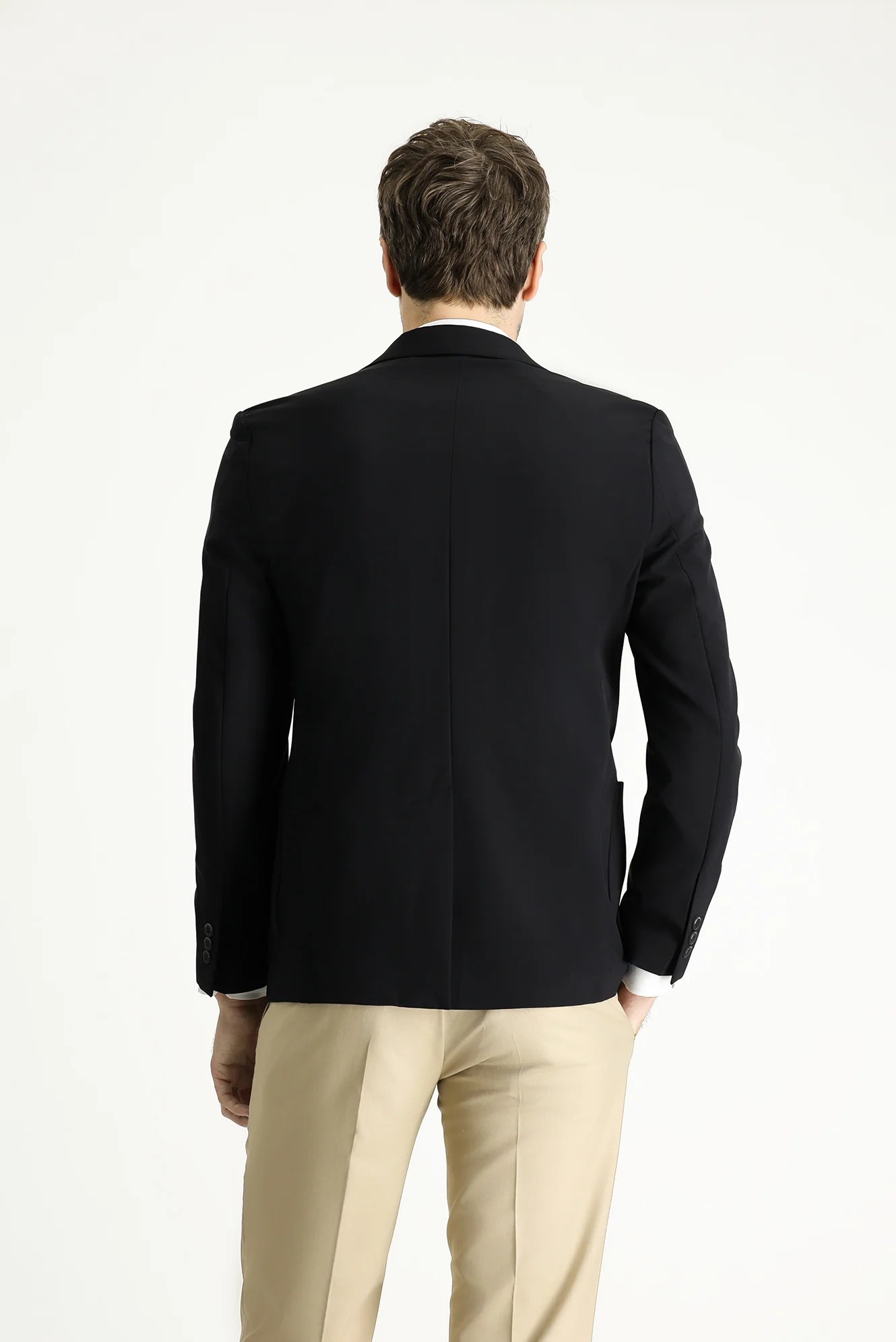 Siyah Techno-Line 7 Drop Slim Fit Dar Kesim Likralı Ceket - Image 5