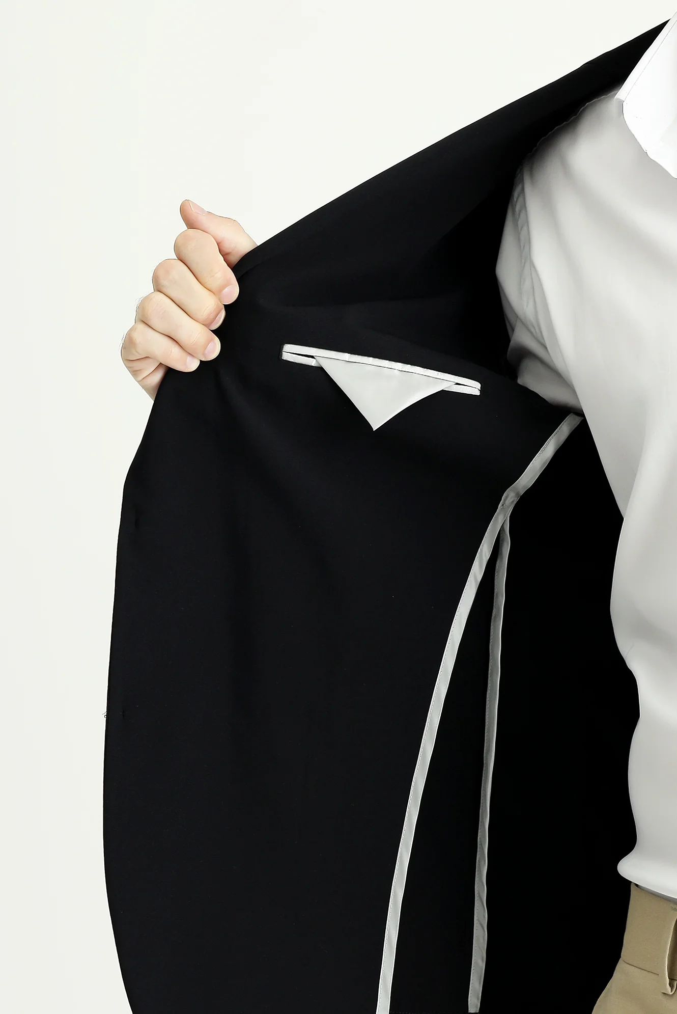 Siyah Techno-Line 7 Drop Slim Fit Dar Kesim Likralı Ceket - Image 6