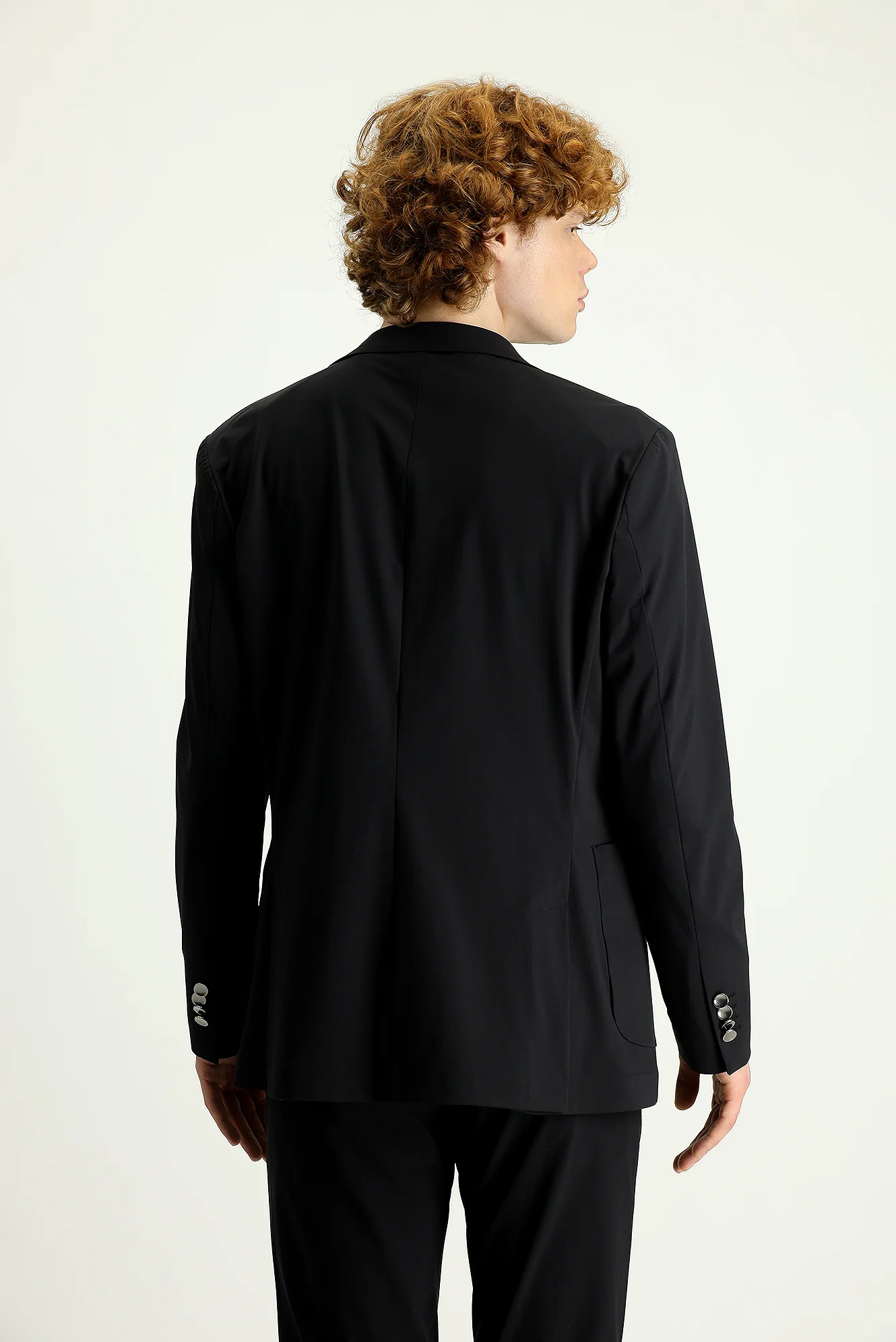 Siyah Techno-Line 7 Drop Slim Fit Dar Kesim Örme Spor Ceket - Image 6