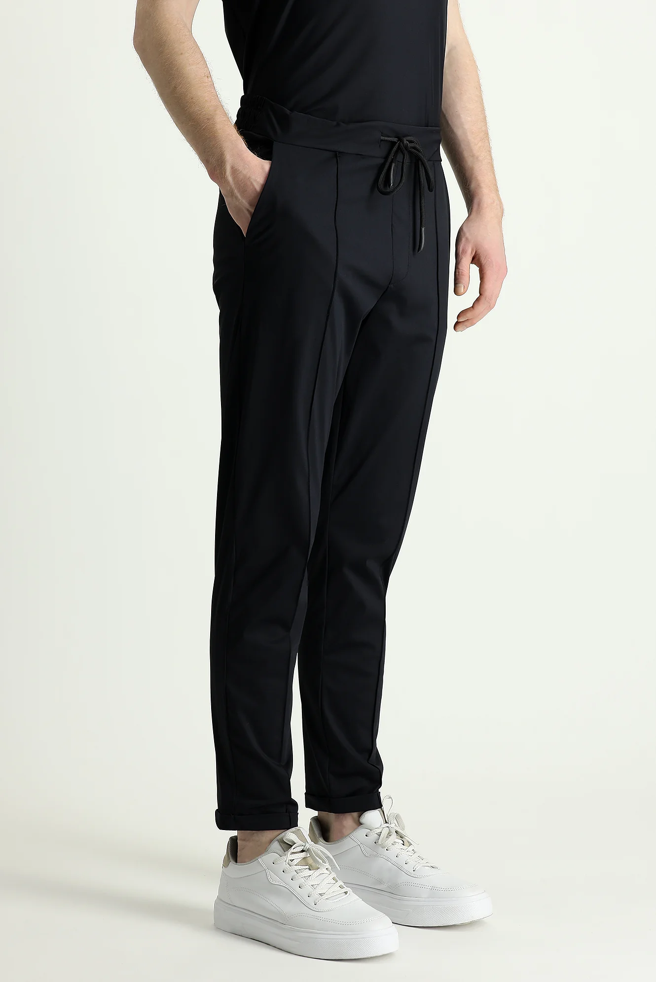 Siyah Techno-Line Slim Fit Dar Kesim Sweatpant / Eşofman Altı - Image 4