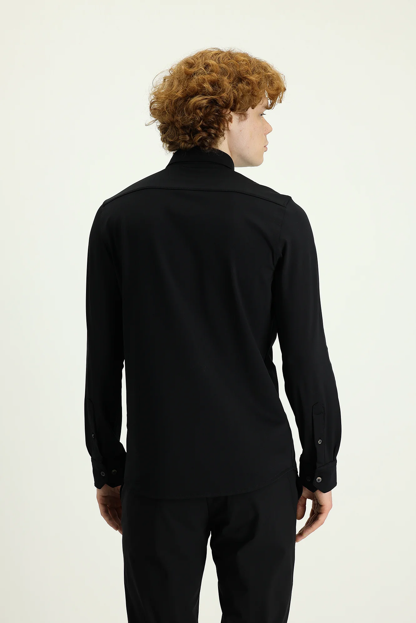 Siyah Techno-Line Uzun Kol Slim Fit Dar Kesim Spor Gömlek - Image 3