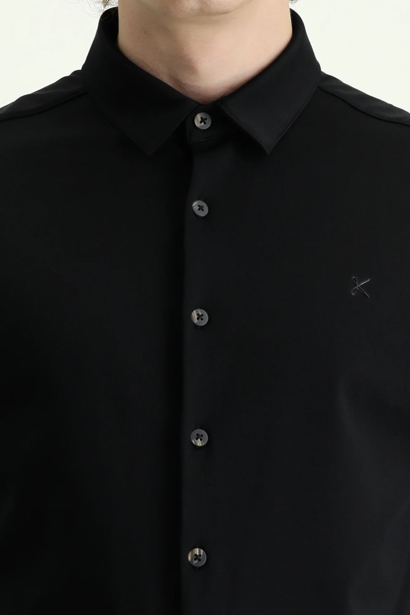 Siyah Techno-Line Uzun Kol Slim Fit Dar Kesim Spor Gömlek - Image 4