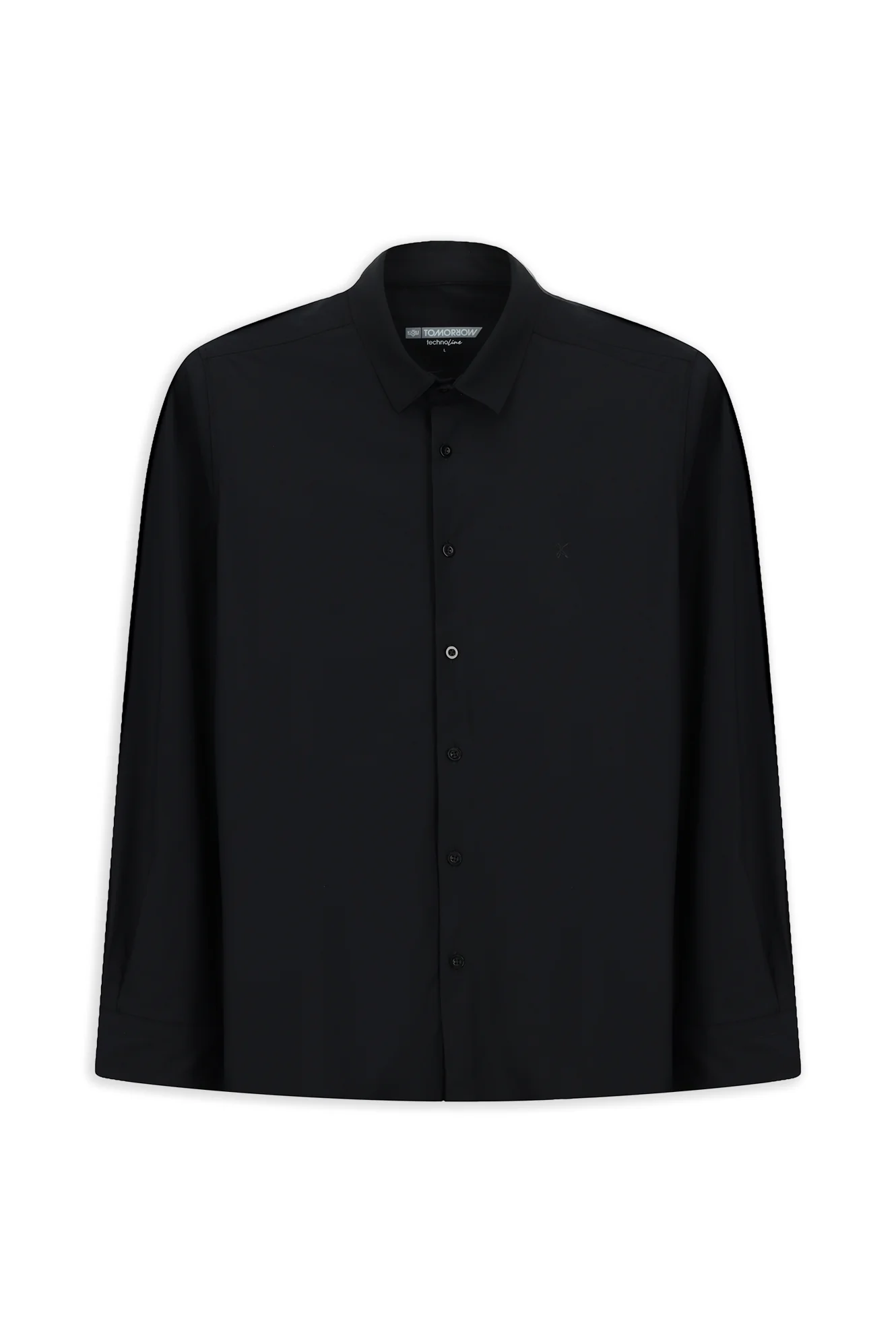 Siyah Techno-Line Uzun Kol Slim Fit Dar Kesim Örme Likralı Gömlek - Image 8